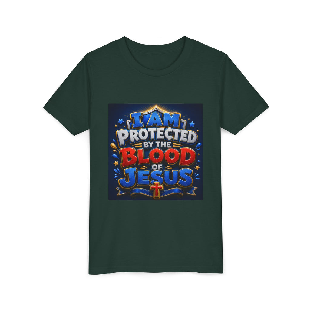 Youth Tee - "I Am Protected by the Blood of Jesus" Christian Kids T-Shirt