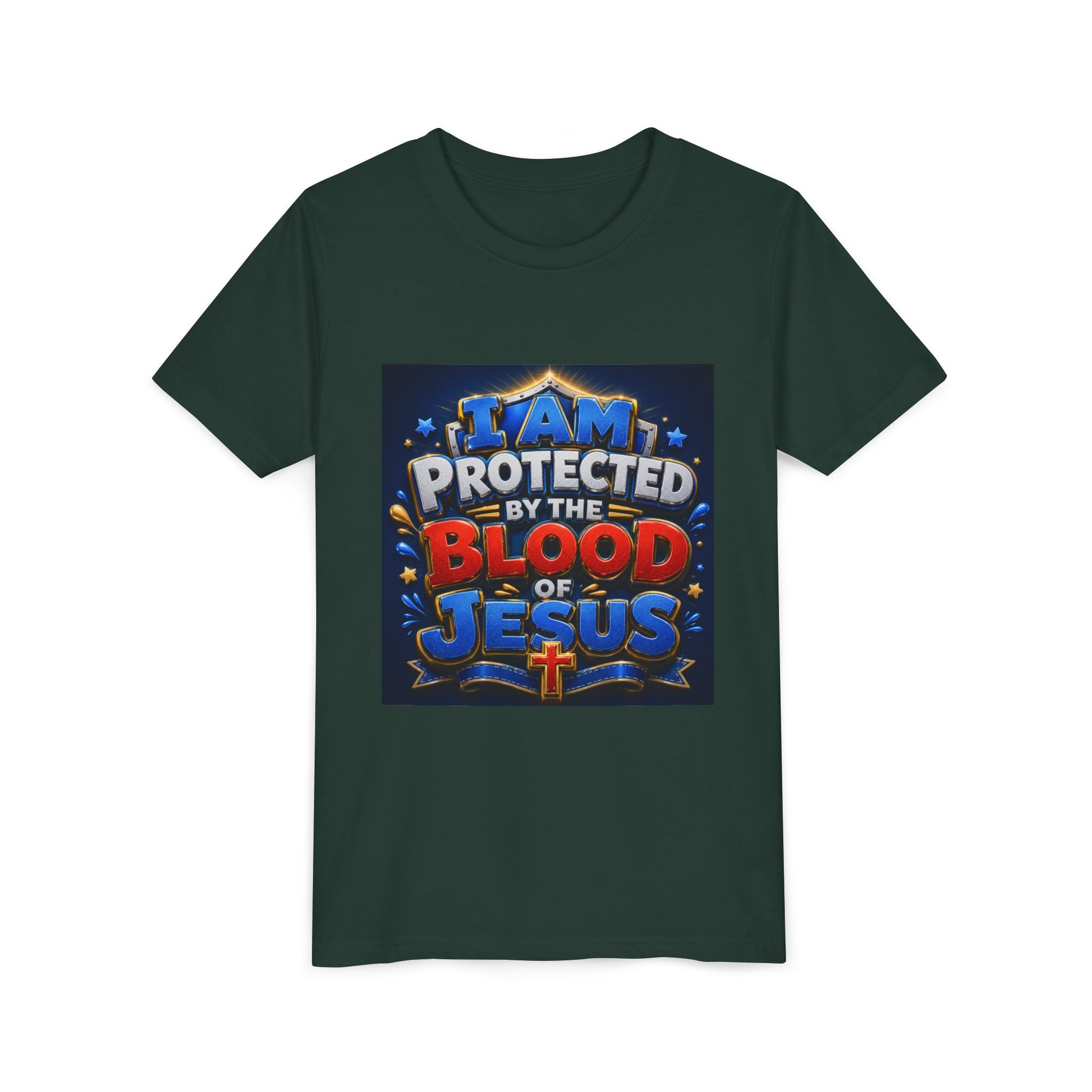 Youth Tee - "I Am Protected by the Blood of Jesus" Christian Kids T-Shirt