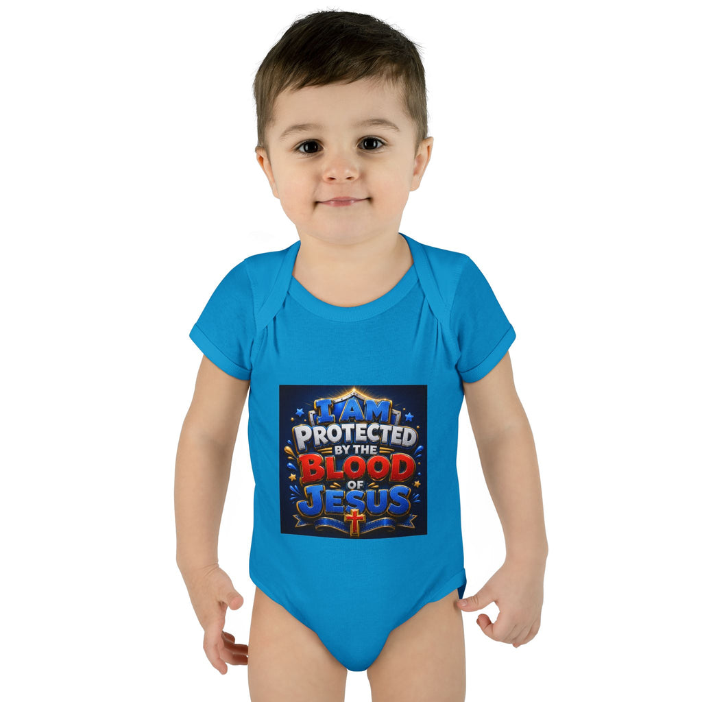 Infant Bodysuit - "I Am Protected by the Blood of Jesus" Christian Baby Onesie, Religious Newborn Gift