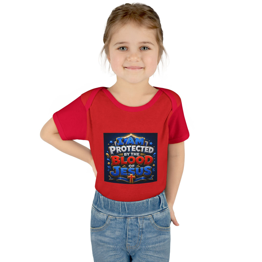 Infant Bodysuit - "I Am Protected by the Blood of Jesus" Christian Baby Onesie, Religious Newborn Gift