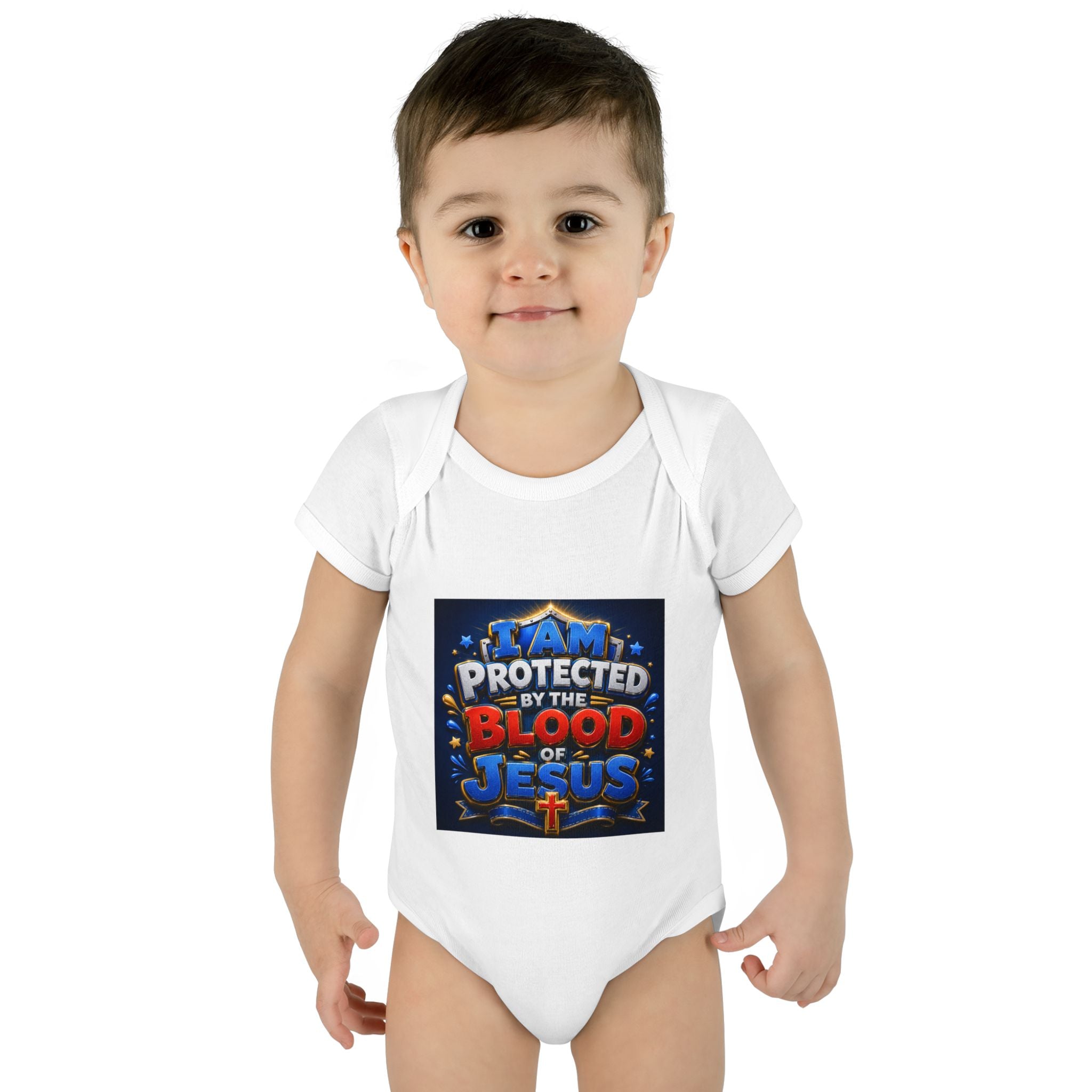 Infant Bodysuit - "I Am Protected by the Blood of Jesus" Christian Baby Onesie, Religious Newborn Gift