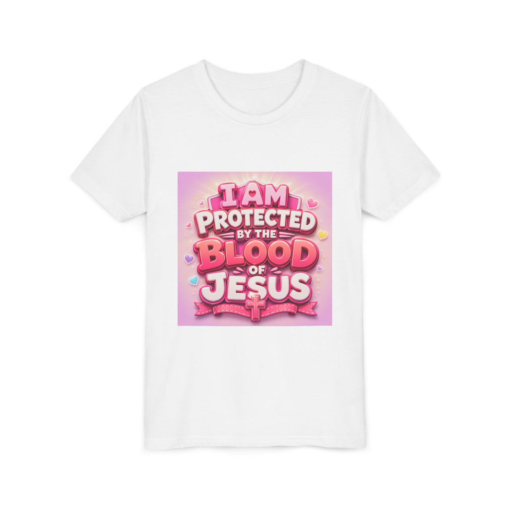 Youth Tee – "I Am Protected by the Blood of Jesus" Christian Faith Kids Shirt