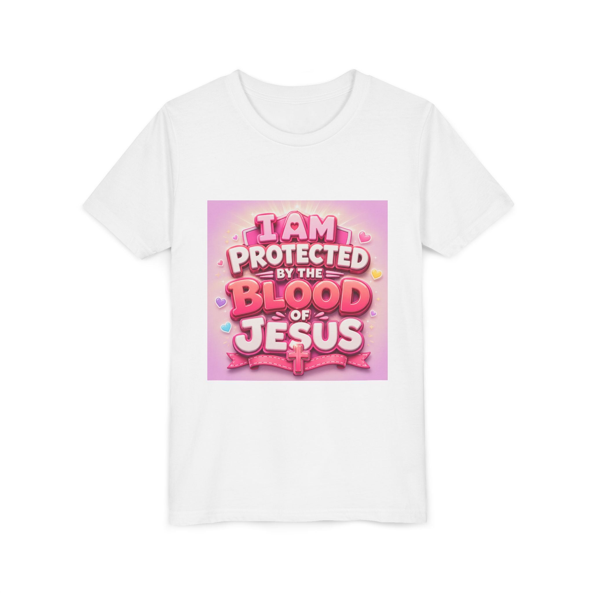 Youth Tee – "I Am Protected by the Blood of Jesus" Christian Faith Kids Shirt