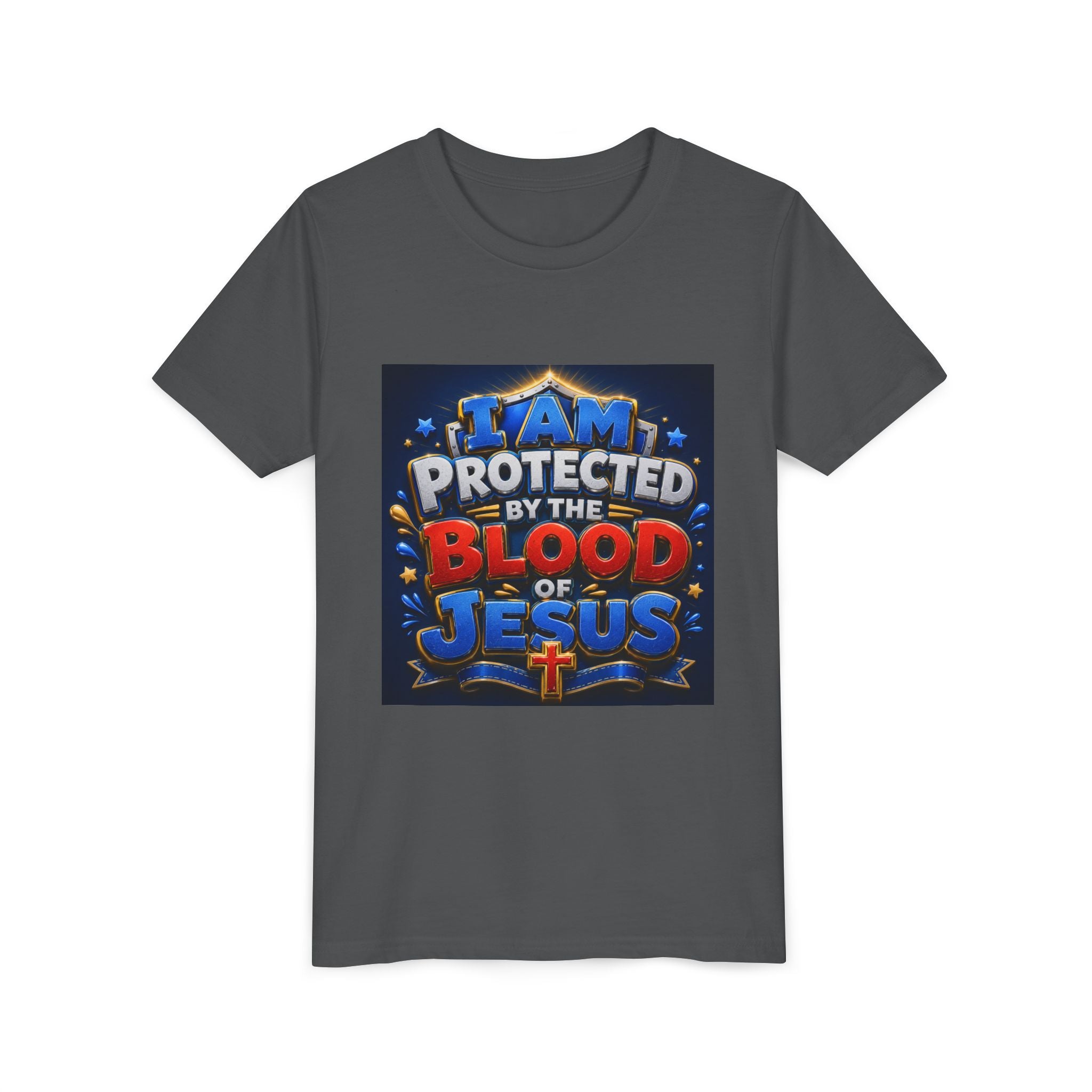 Youth Tee - "I Am Protected by the Blood of Jesus" Christian Kids T-Shirt