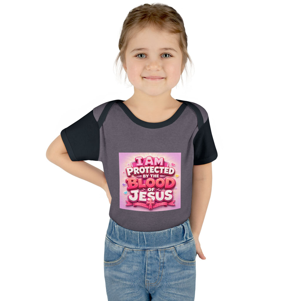 Infant Bodysuit — "I Am Protected by the Blood of Jesus" Pink Faith Baby Onesie