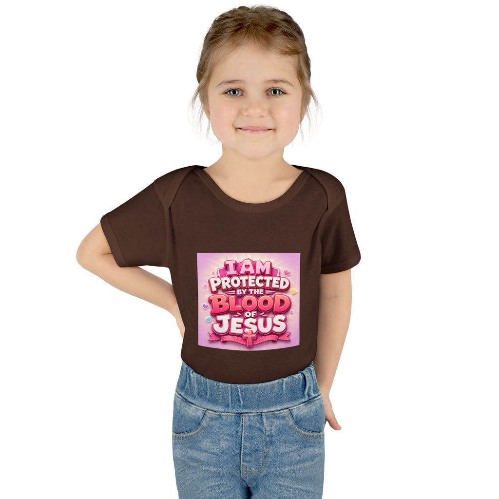 Infant Bodysuit — "I Am Protected by the Blood of Jesus" Pink Faith Baby Onesie