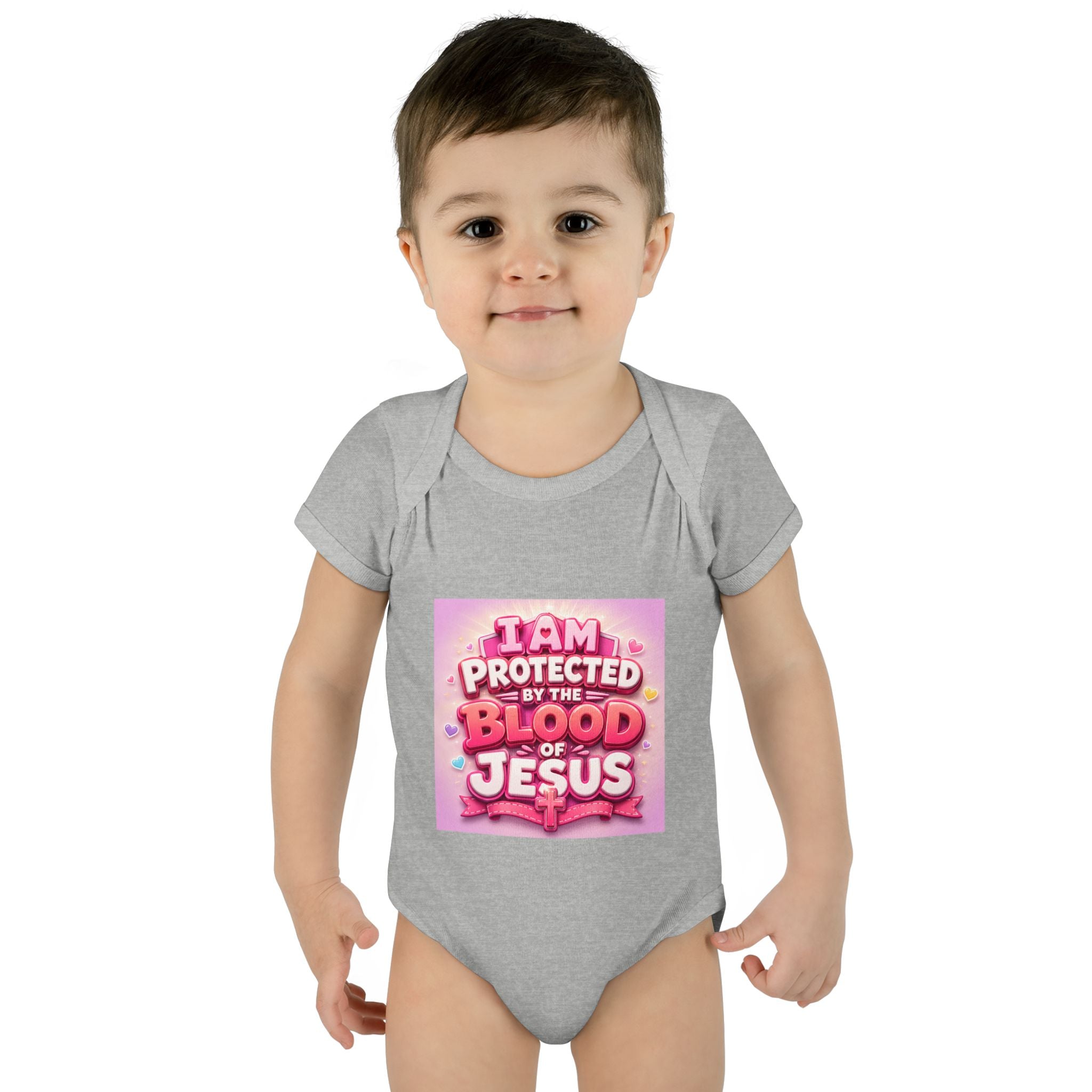 Infant Bodysuit — "I Am Protected by the Blood of Jesus" Pink Faith Baby Onesie