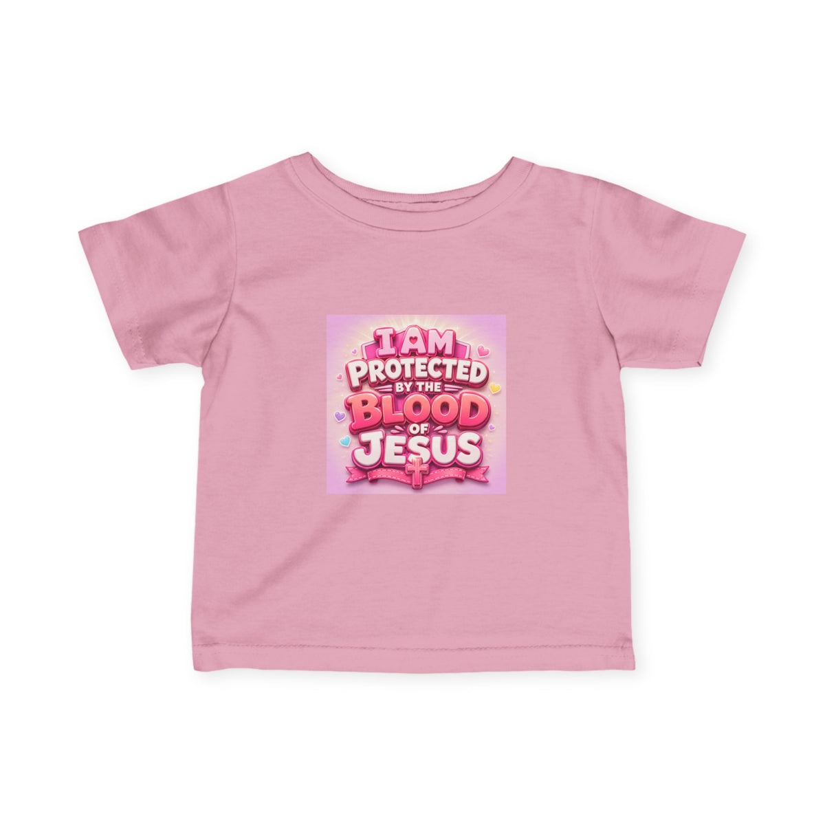 Infant Tee — "I Am Protected by the Blood of Jesus" Pink Christian Baby Shirt