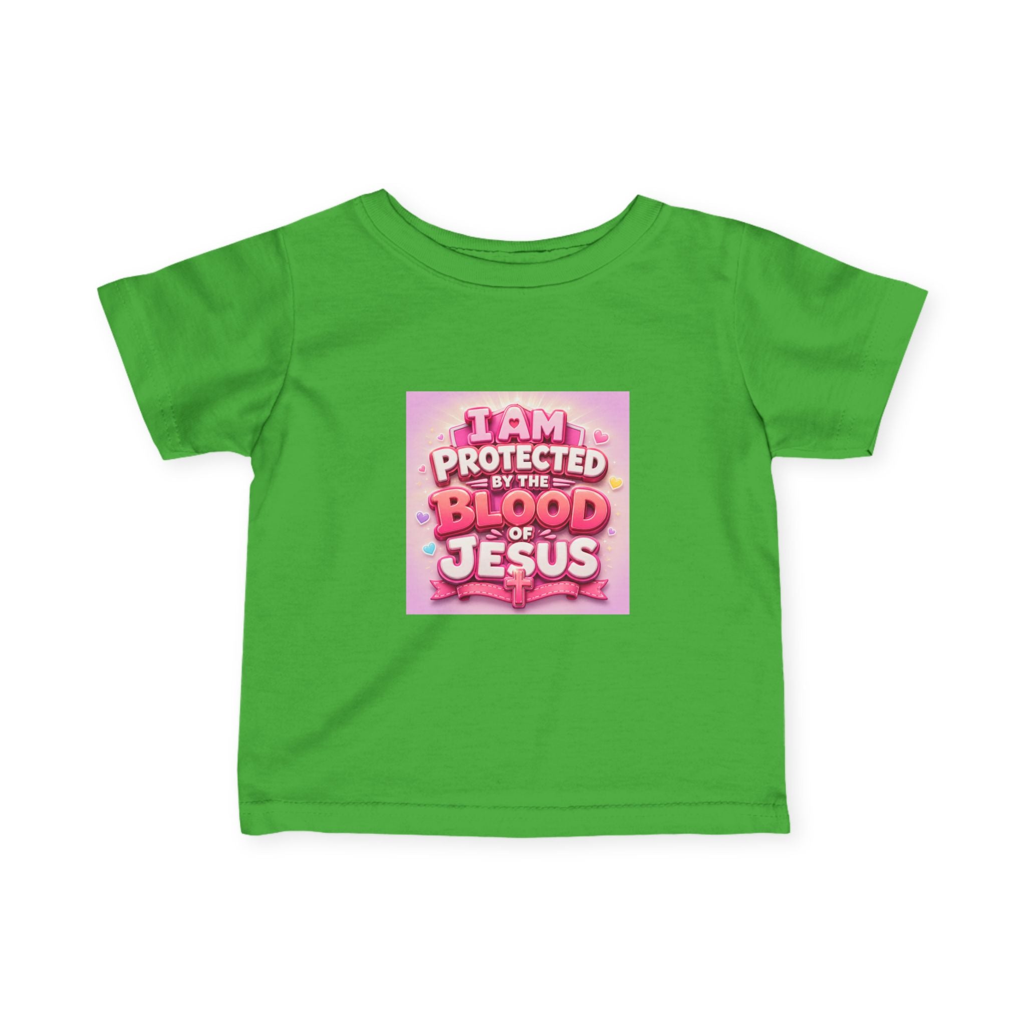 Infant Tee — "I Am Protected by the Blood of Jesus" Pink Christian Baby Shirt
