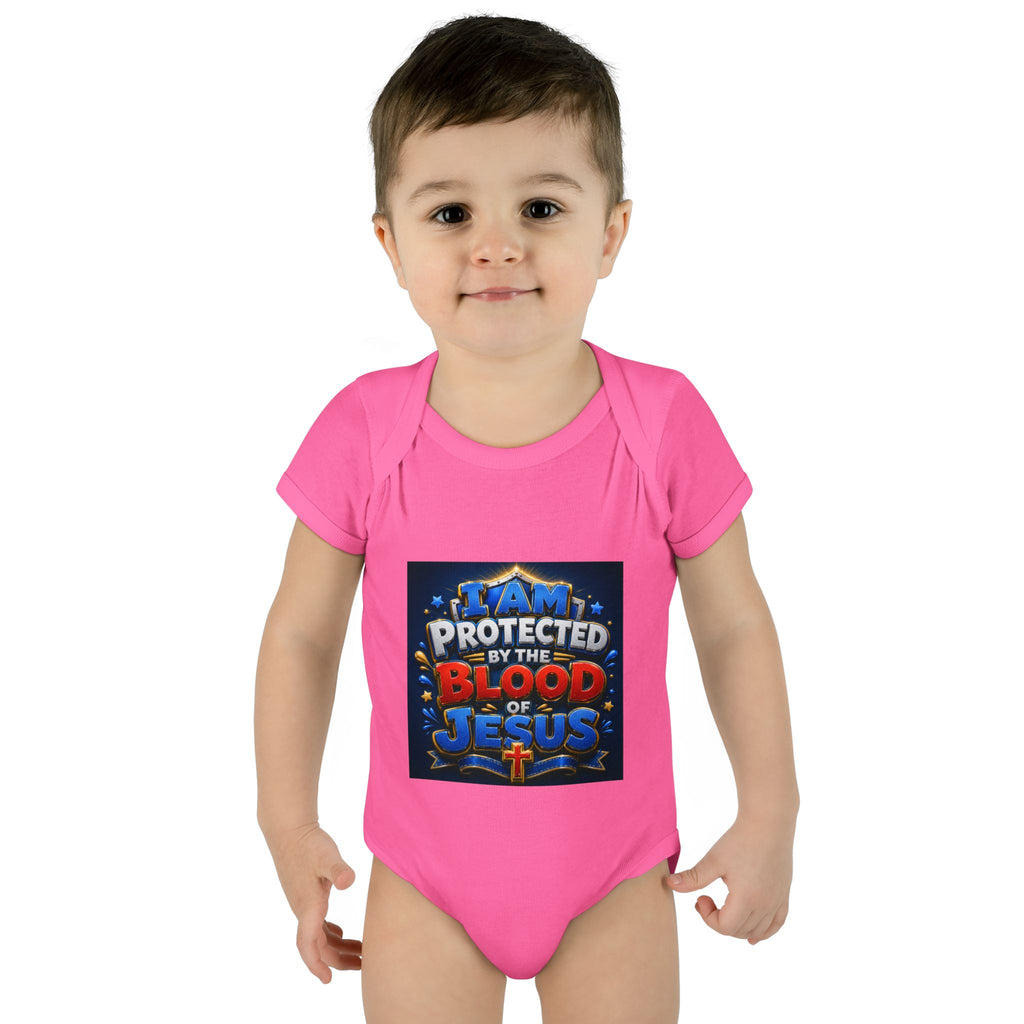 Infant Bodysuit - "I Am Protected by the Blood of Jesus" Christian Baby Onesie, Religious Newborn Gift