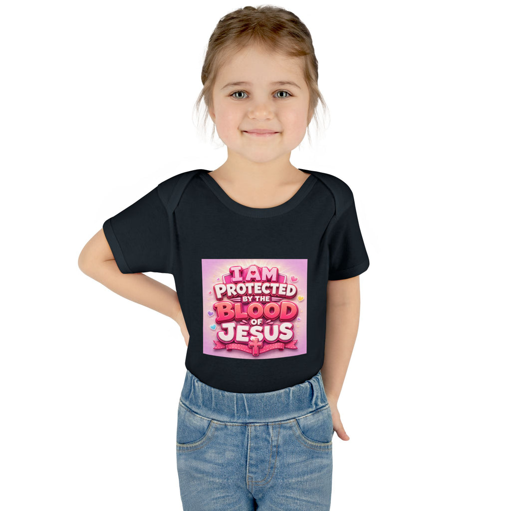 Infant Bodysuit — "I Am Protected by the Blood of Jesus" Pink Faith Baby Onesie
