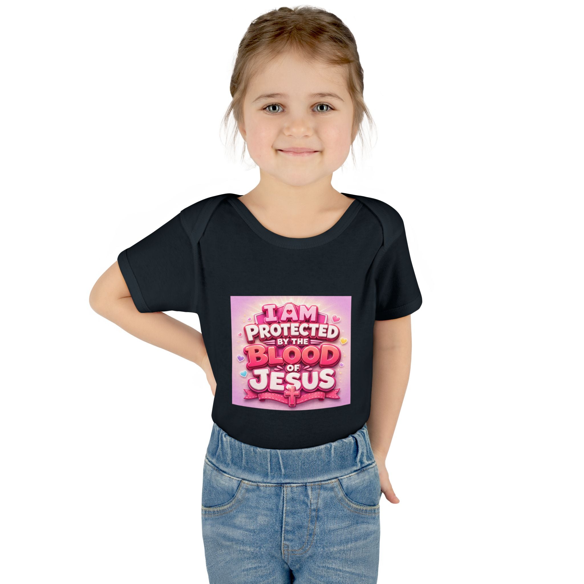 Infant Bodysuit — "I Am Protected by the Blood of Jesus" Pink Faith Baby Onesie