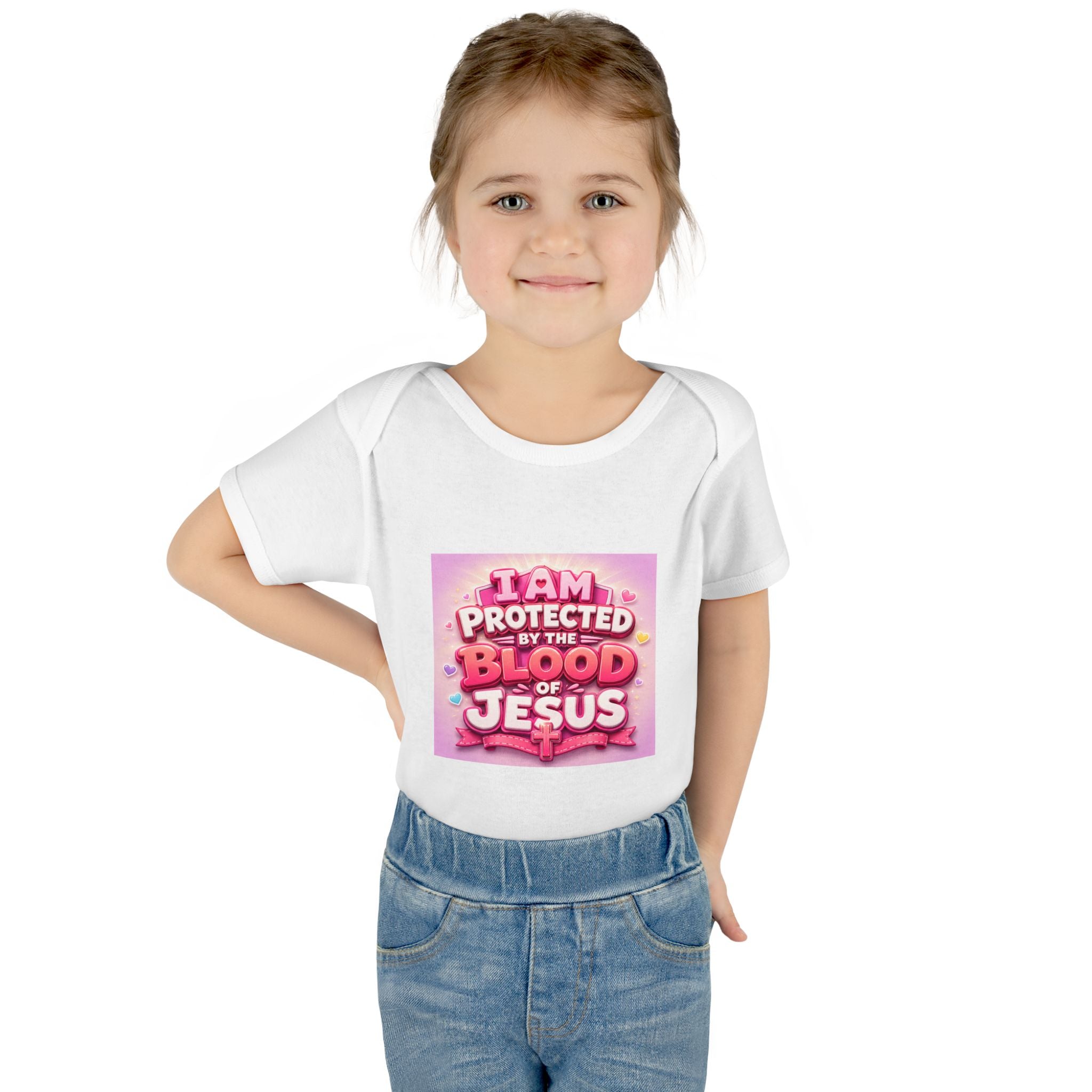 Infant Bodysuit — "I Am Protected by the Blood of Jesus" Pink Faith Baby Onesie