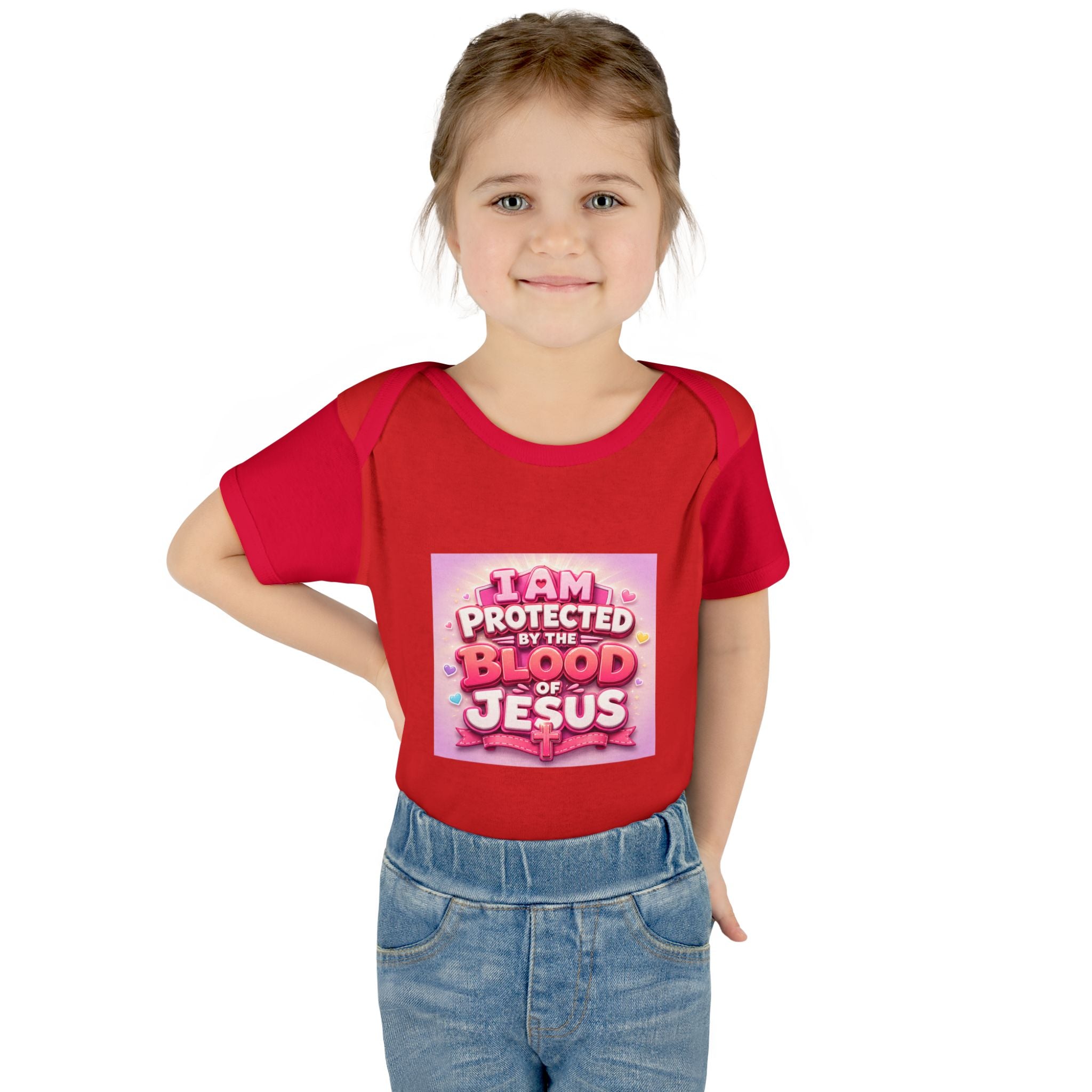 Infant Bodysuit — "I Am Protected by the Blood of Jesus" Pink Faith Baby Onesie