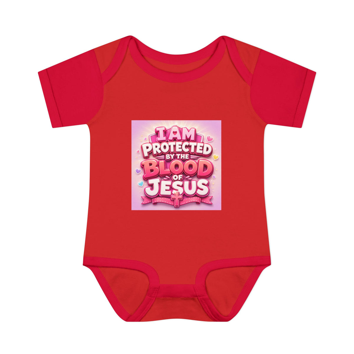 Infant Bodysuit — "I Am Protected by the Blood of Jesus" Pink Faith Baby Onesie