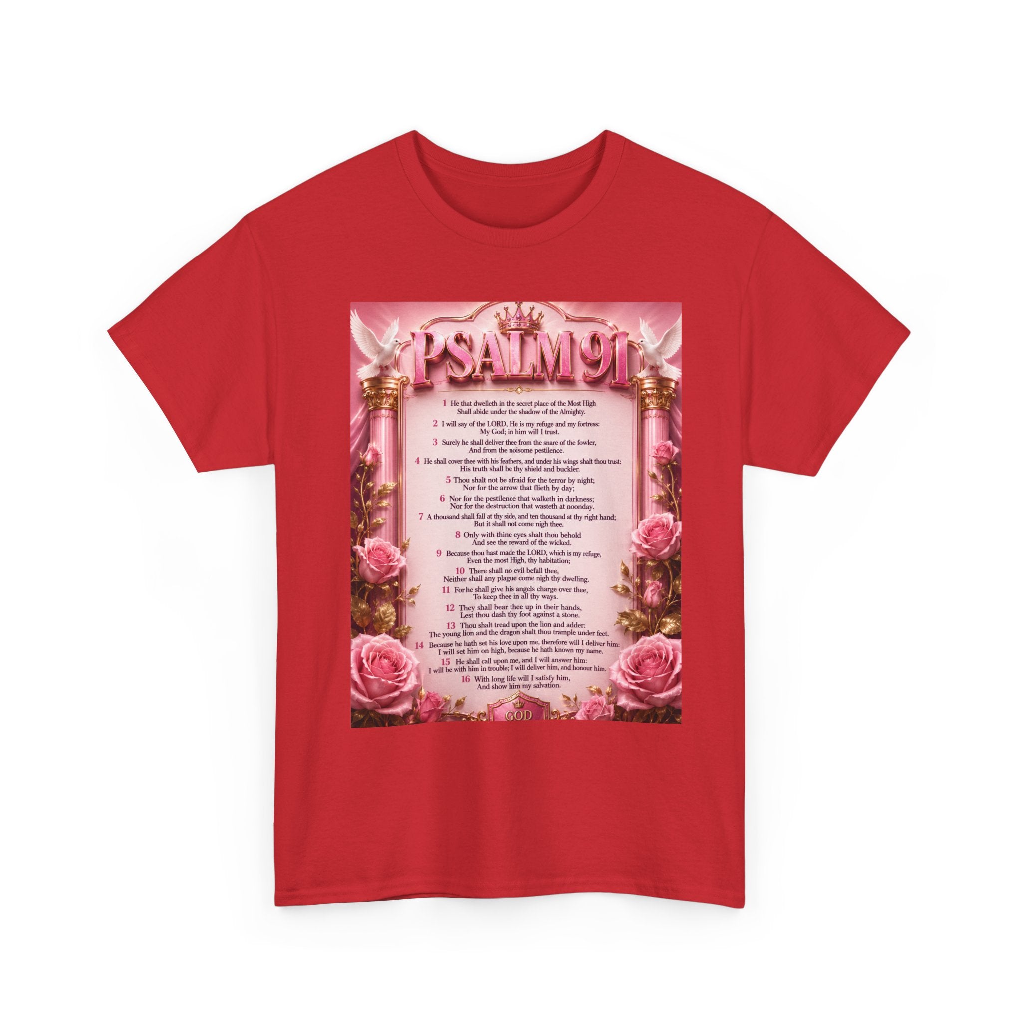 Psalm 91 Floral T‑Shirt — Inspirational Christian Verse Tee