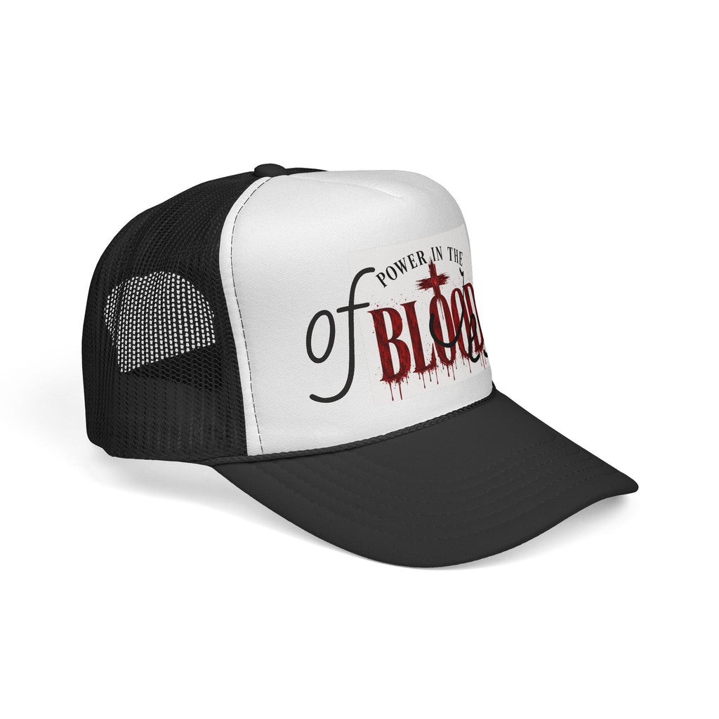 Trucker Cap — “Power in the Blood” Christian Cross Mesh Hat