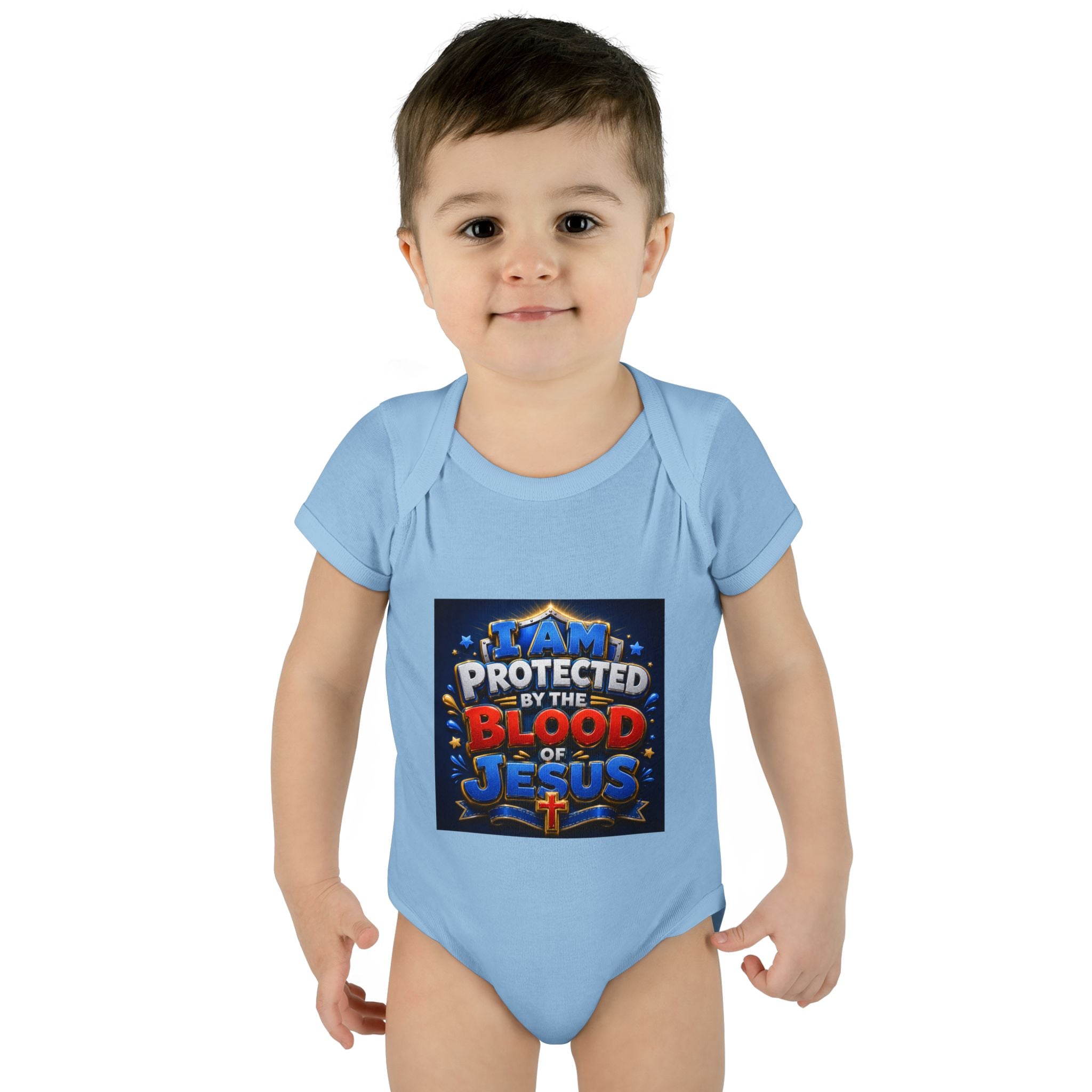 Infant Bodysuit - "I Am Protected by the Blood of Jesus" Christian Baby Onesie, Religious Newborn Gift