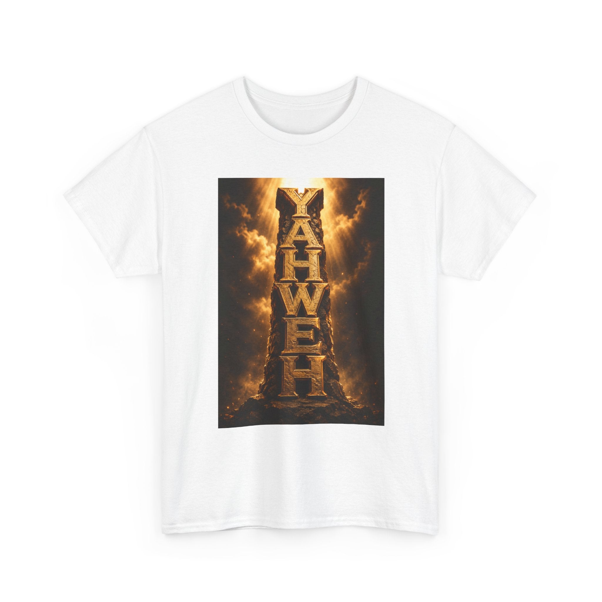 Yahweh Pillar Tee — Fiery Biblical Name Graphic T-Shirt