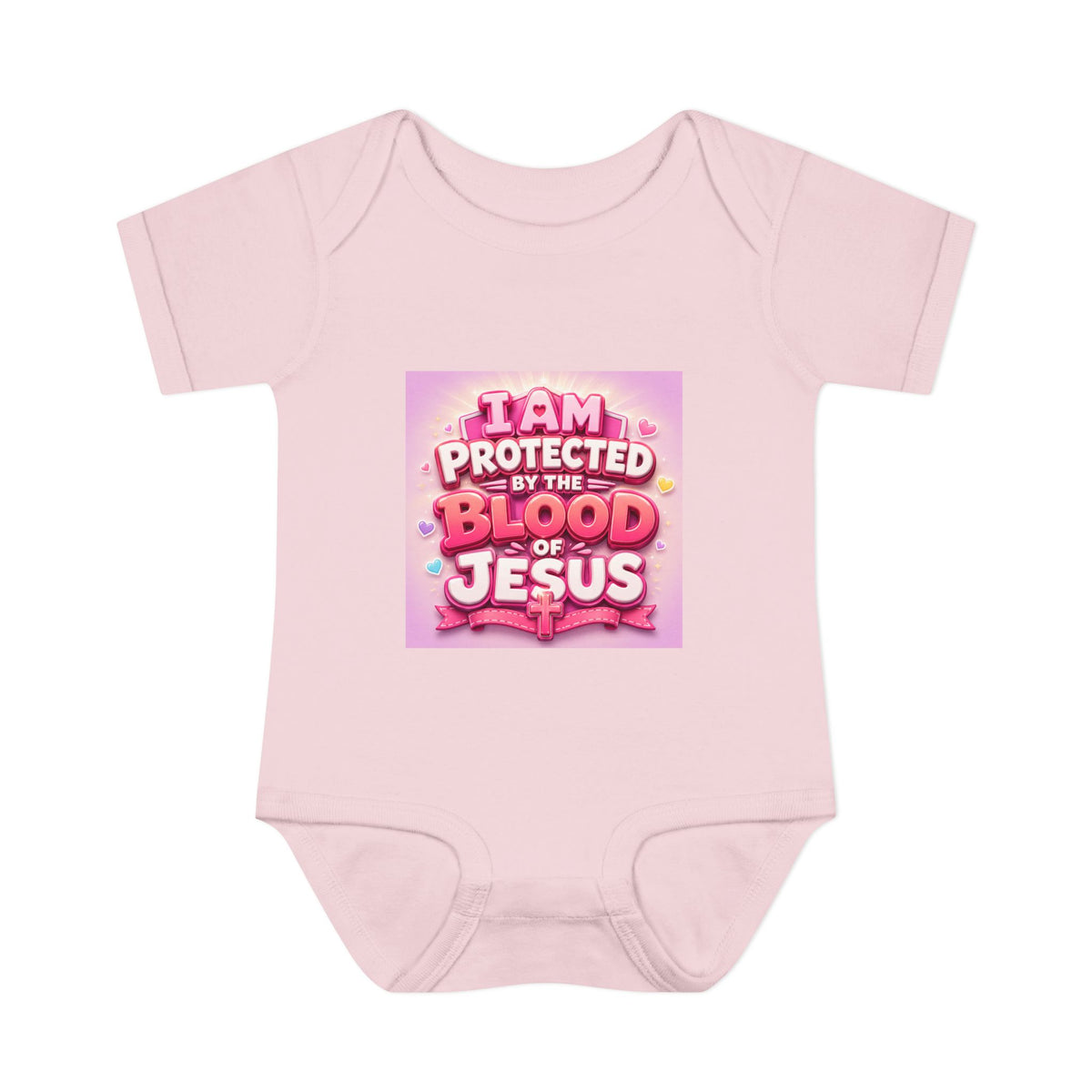 Infant Bodysuit — "I Am Protected by the Blood of Jesus" Pink Faith Baby Onesie