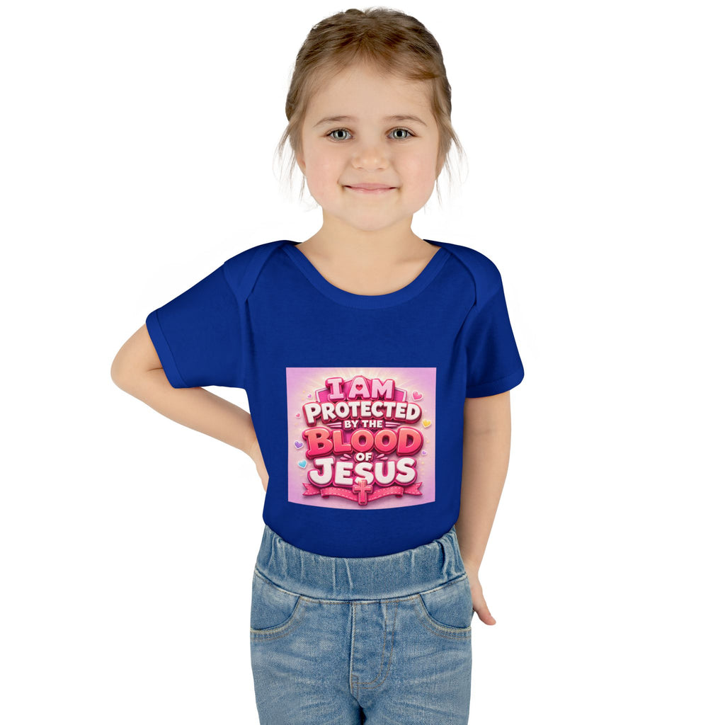 Infant Bodysuit — "I Am Protected by the Blood of Jesus" Pink Faith Baby Onesie