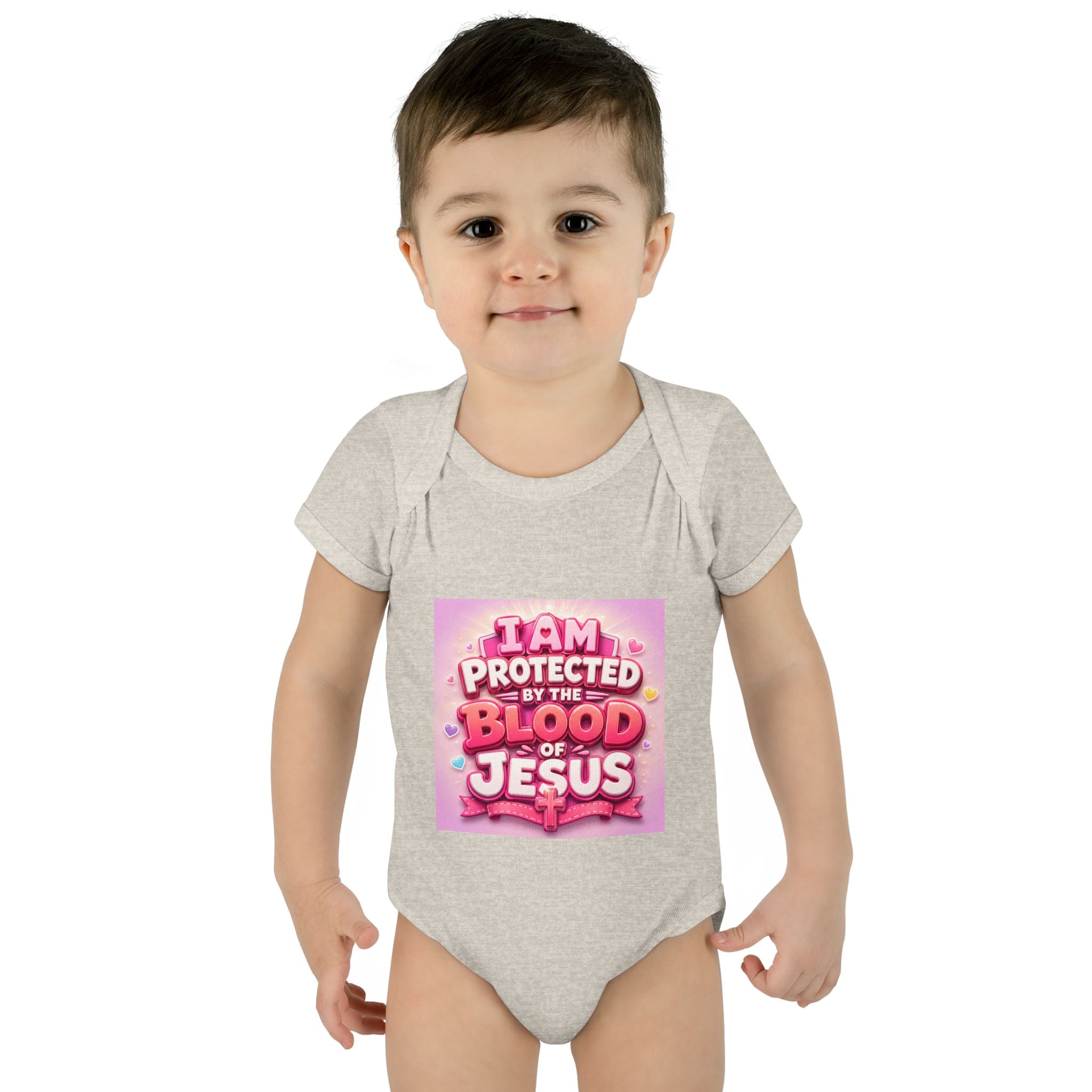 Infant Bodysuit — "I Am Protected by the Blood of Jesus" Pink Faith Baby Onesie