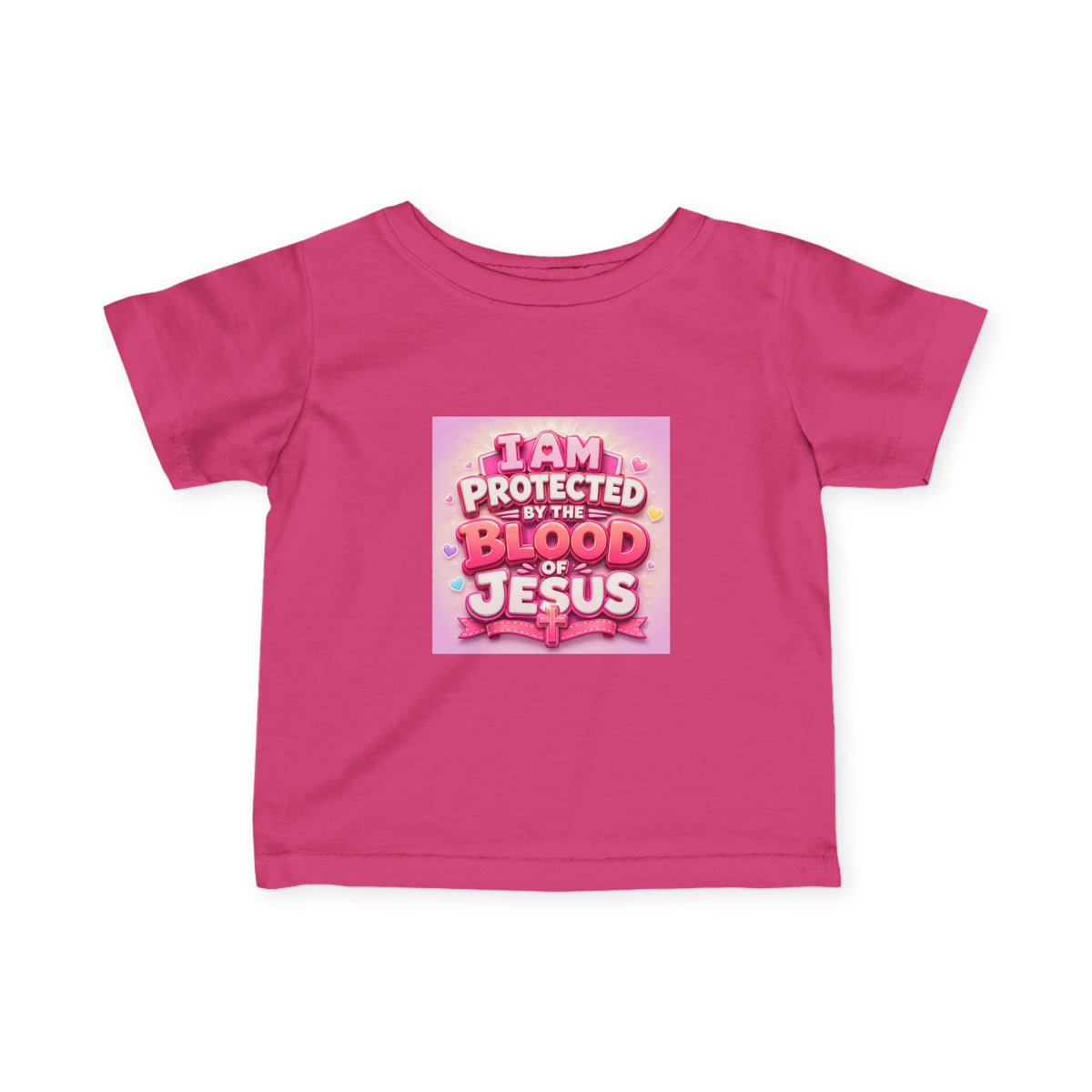 Infant Tee — "I Am Protected by the Blood of Jesus" Pink Christian Baby Shirt
