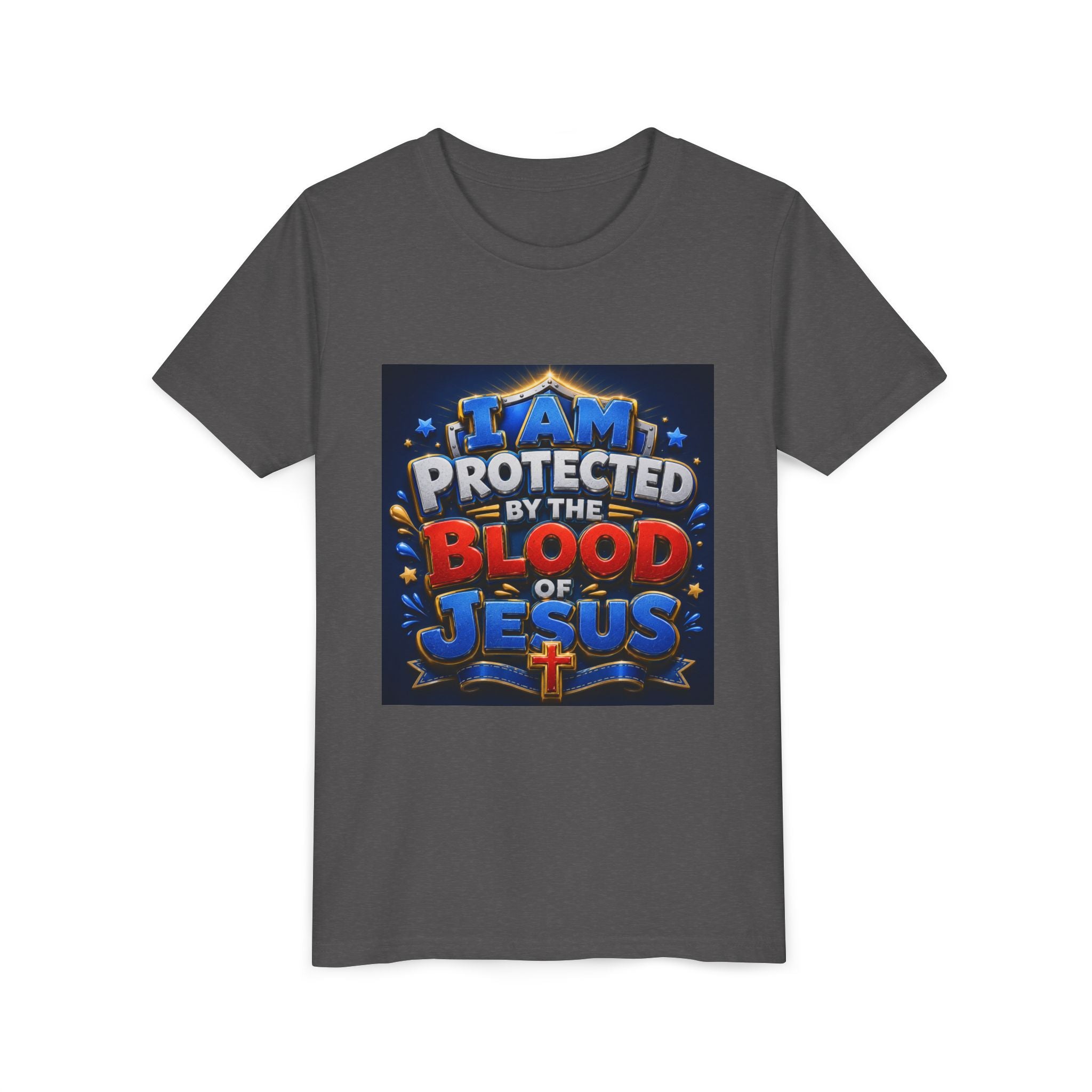 Youth Tee - "I Am Protected by the Blood of Jesus" Christian Kids T-Shirt