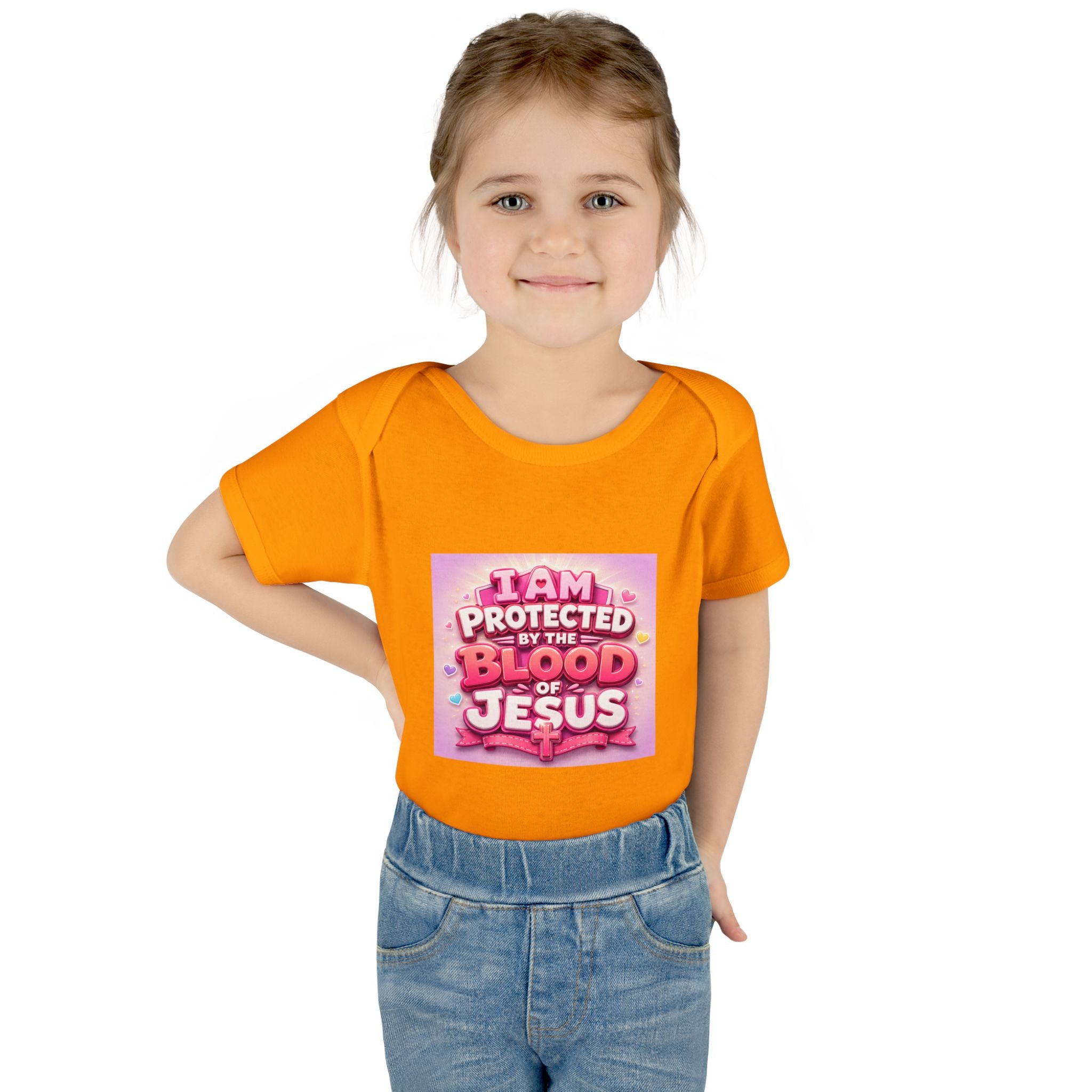 Infant Bodysuit — "I Am Protected by the Blood of Jesus" Pink Faith Baby Onesie