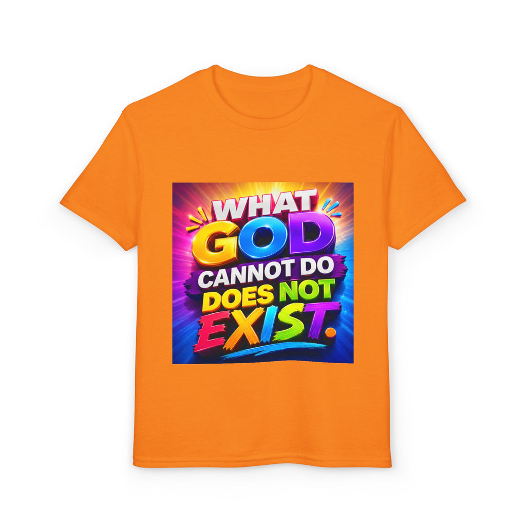 Youth T-Shirt — "What God Cannot Do Does Not Exist" Colorful Faith Graphic
