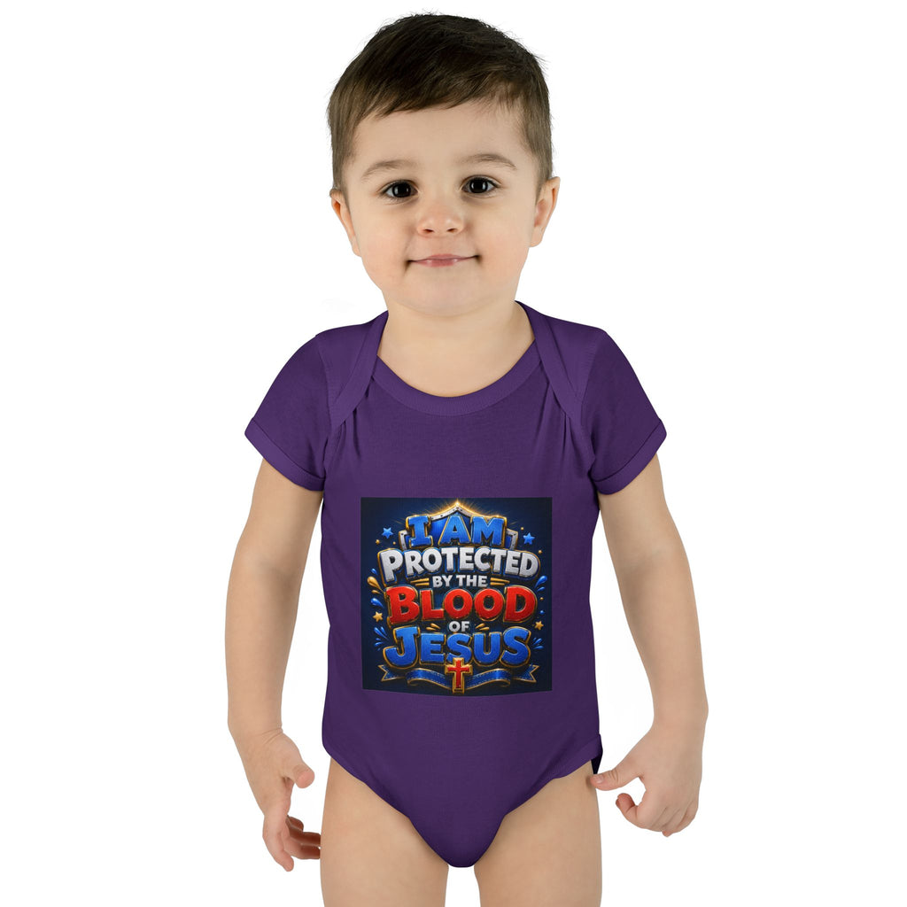 Infant Bodysuit - "I Am Protected by the Blood of Jesus" Christian Baby Onesie, Religious Newborn Gift