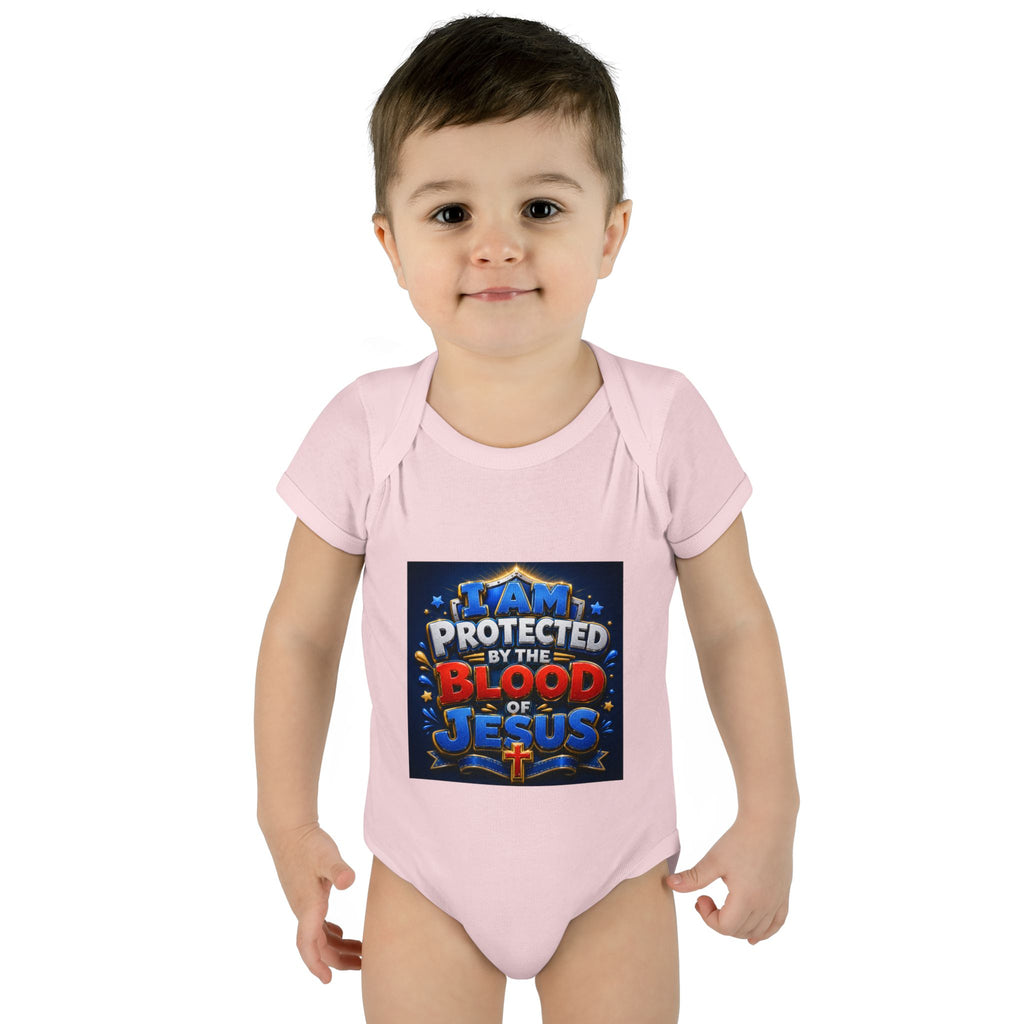 Infant Bodysuit - "I Am Protected by the Blood of Jesus" Christian Baby Onesie, Religious Newborn Gift
