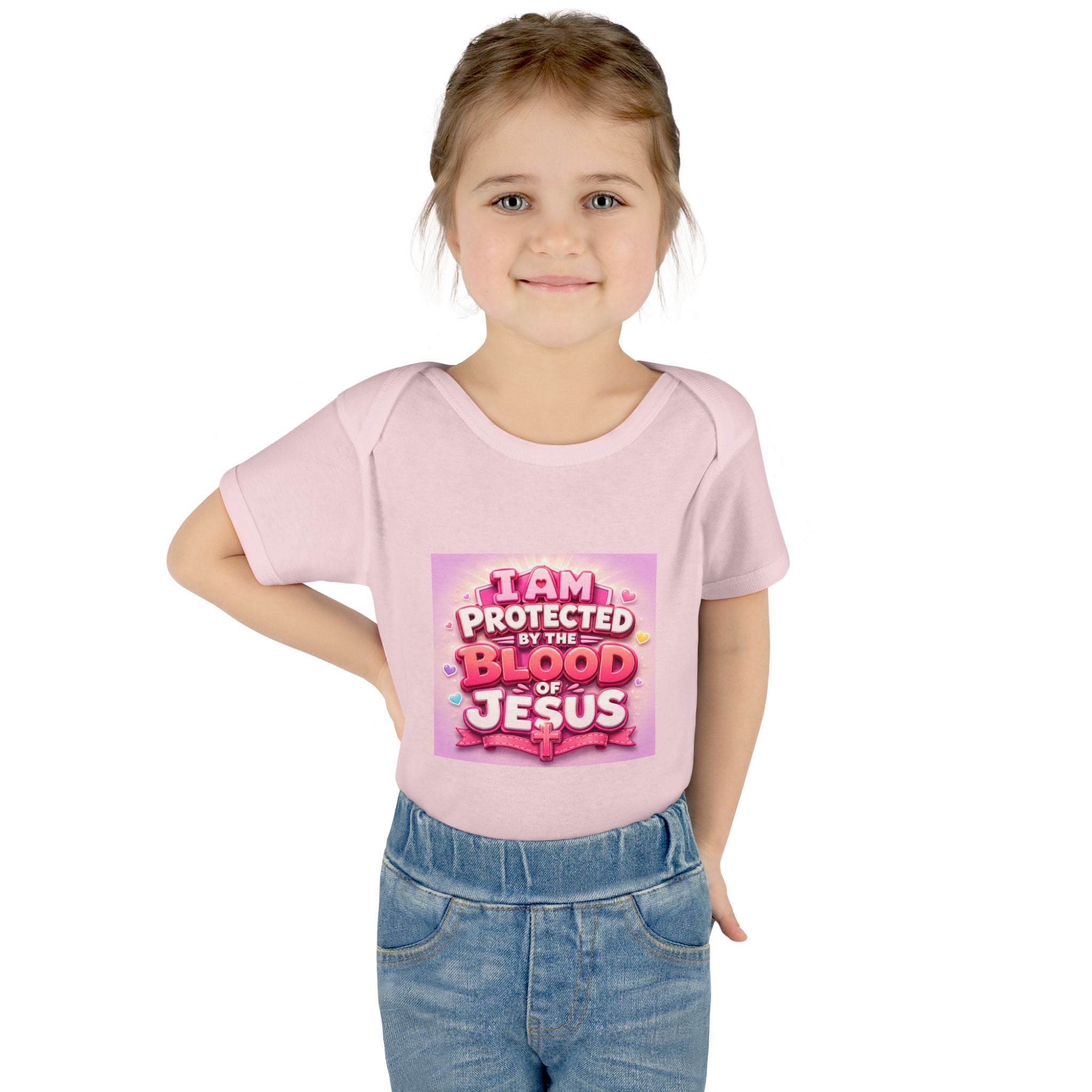 Infant Bodysuit — "I Am Protected by the Blood of Jesus" Pink Faith Baby Onesie