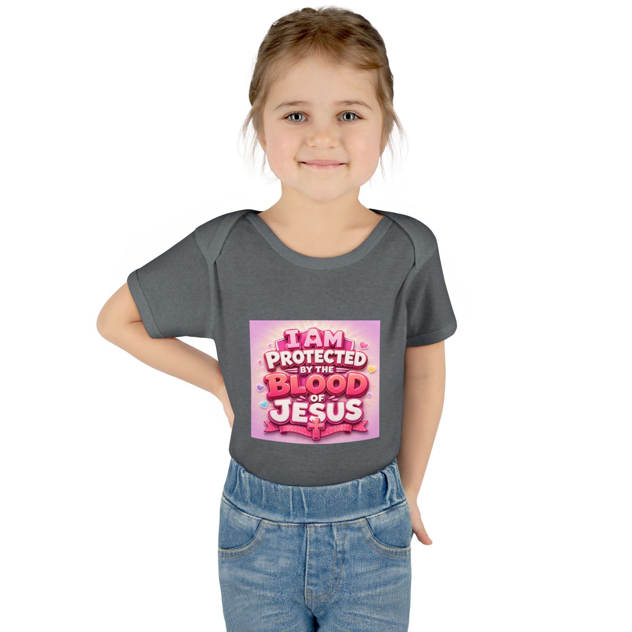Infant Bodysuit — "I Am Protected by the Blood of Jesus" Pink Faith Baby Onesie