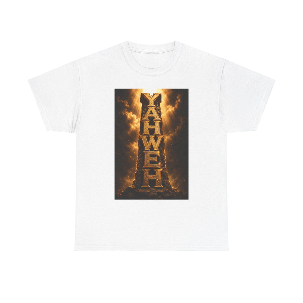 Yahweh Pillar Tee — Fiery Biblical Name Graphic T-Shirt