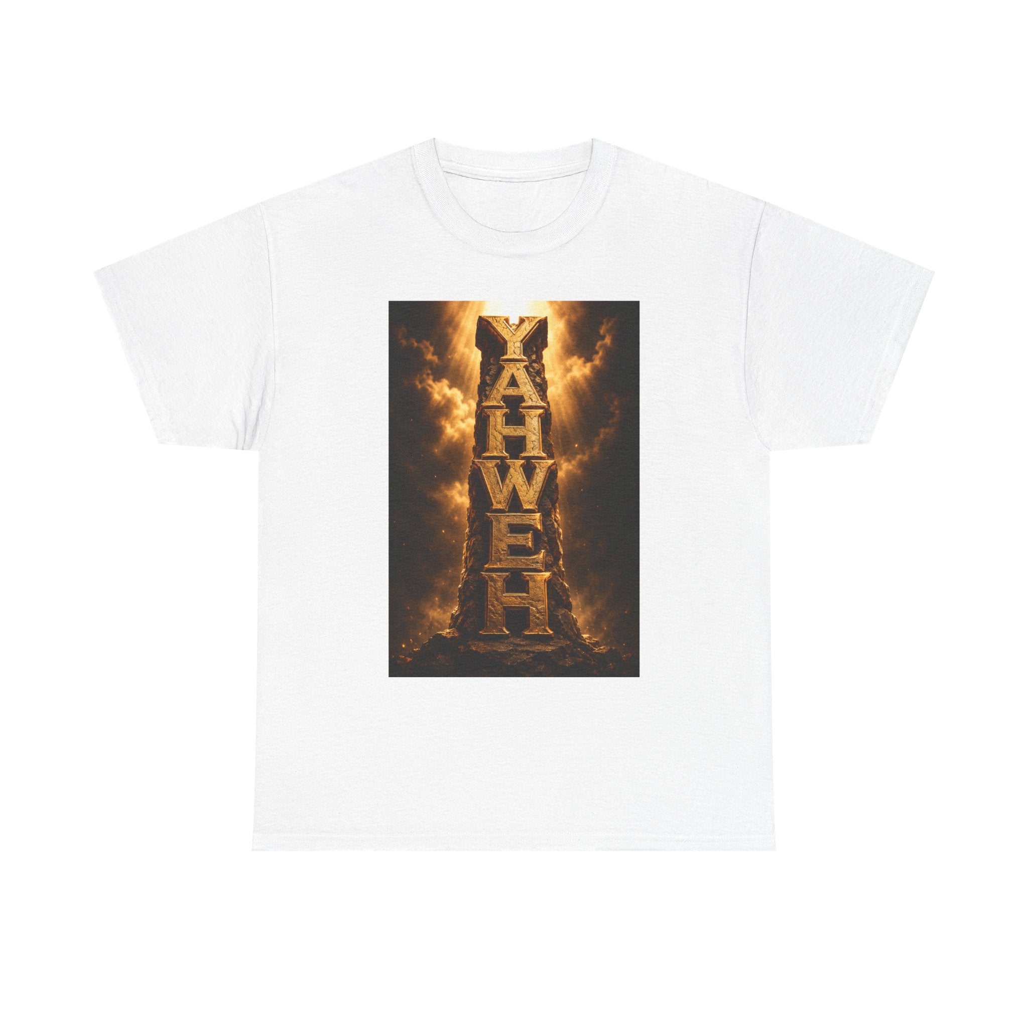 Yahweh Pillar Tee — Fiery Biblical Name Graphic T-Shirt