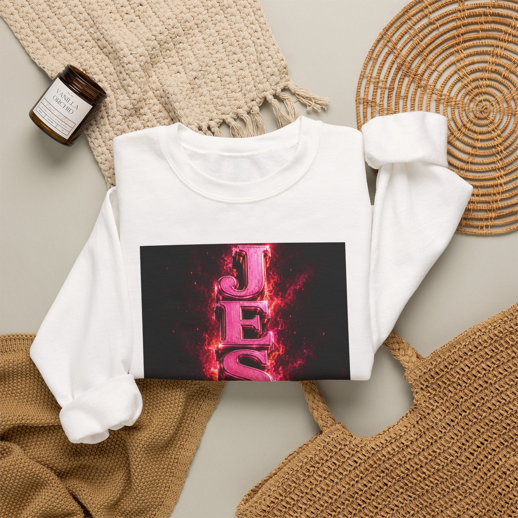 Jesus Vertical Flame Crewneck Sweatshirt