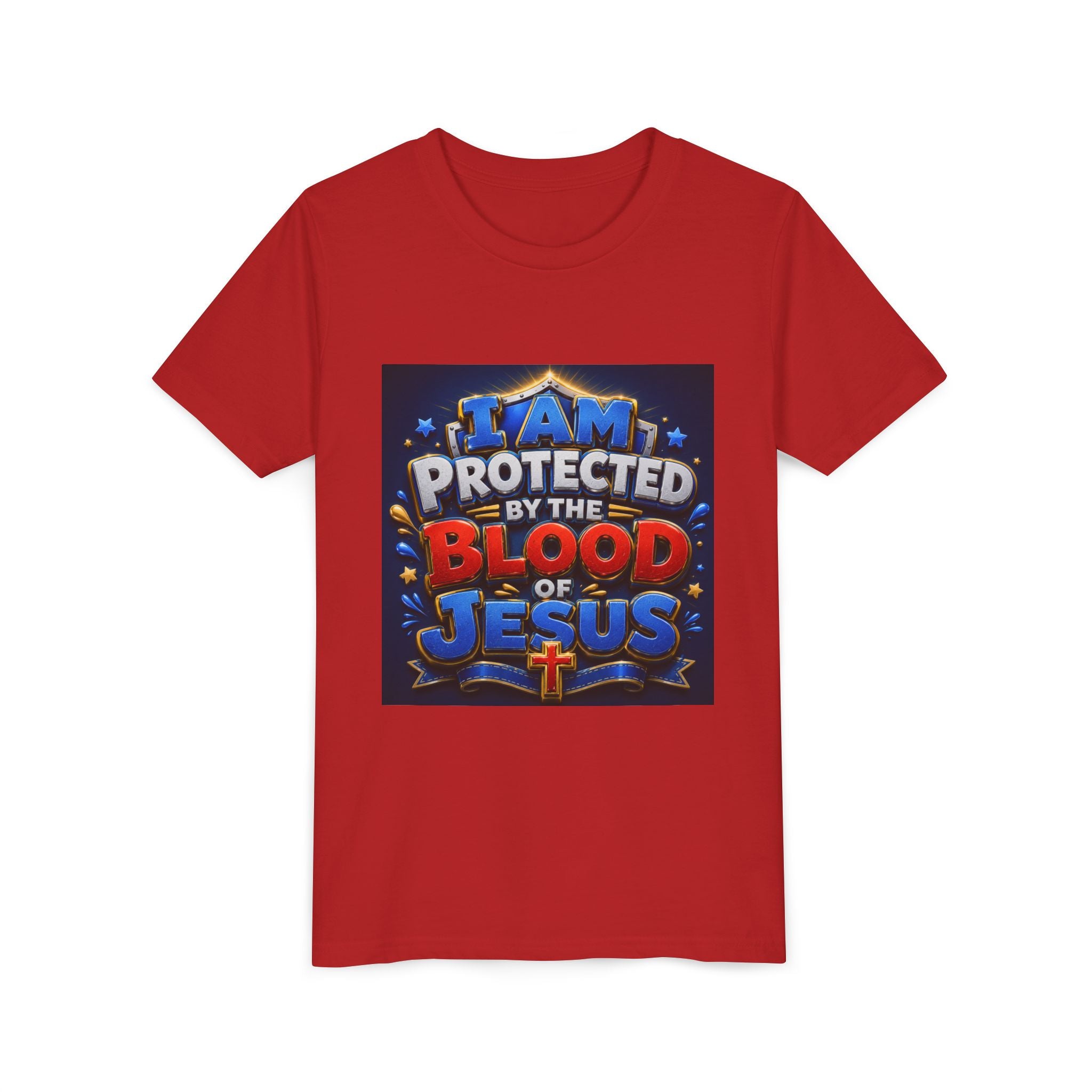 Youth Tee - "I Am Protected by the Blood of Jesus" Christian Kids T-Shirt