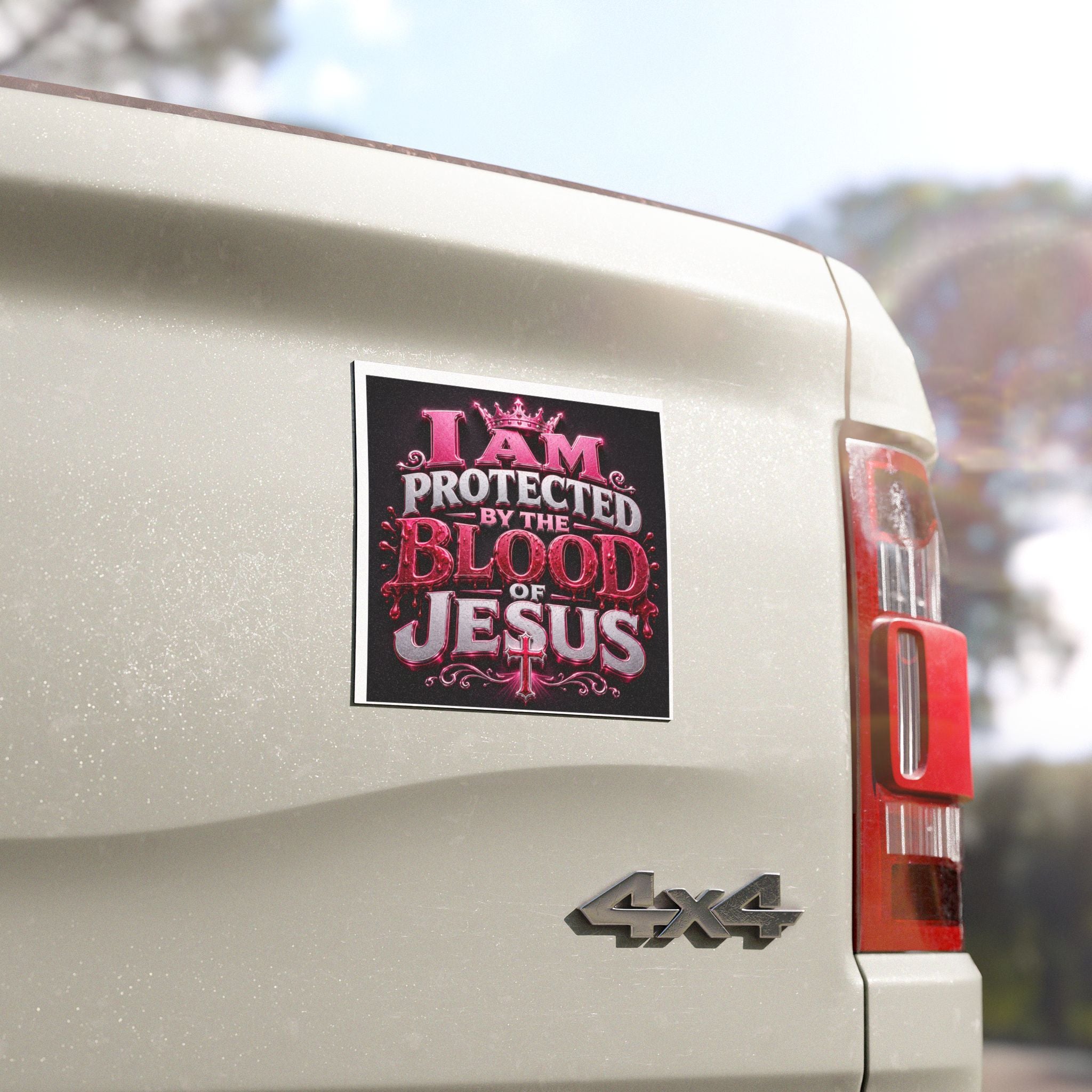 Car Magnet — "I Am Protected by the Blood of Jesus" Religious Christian Faith Sticker