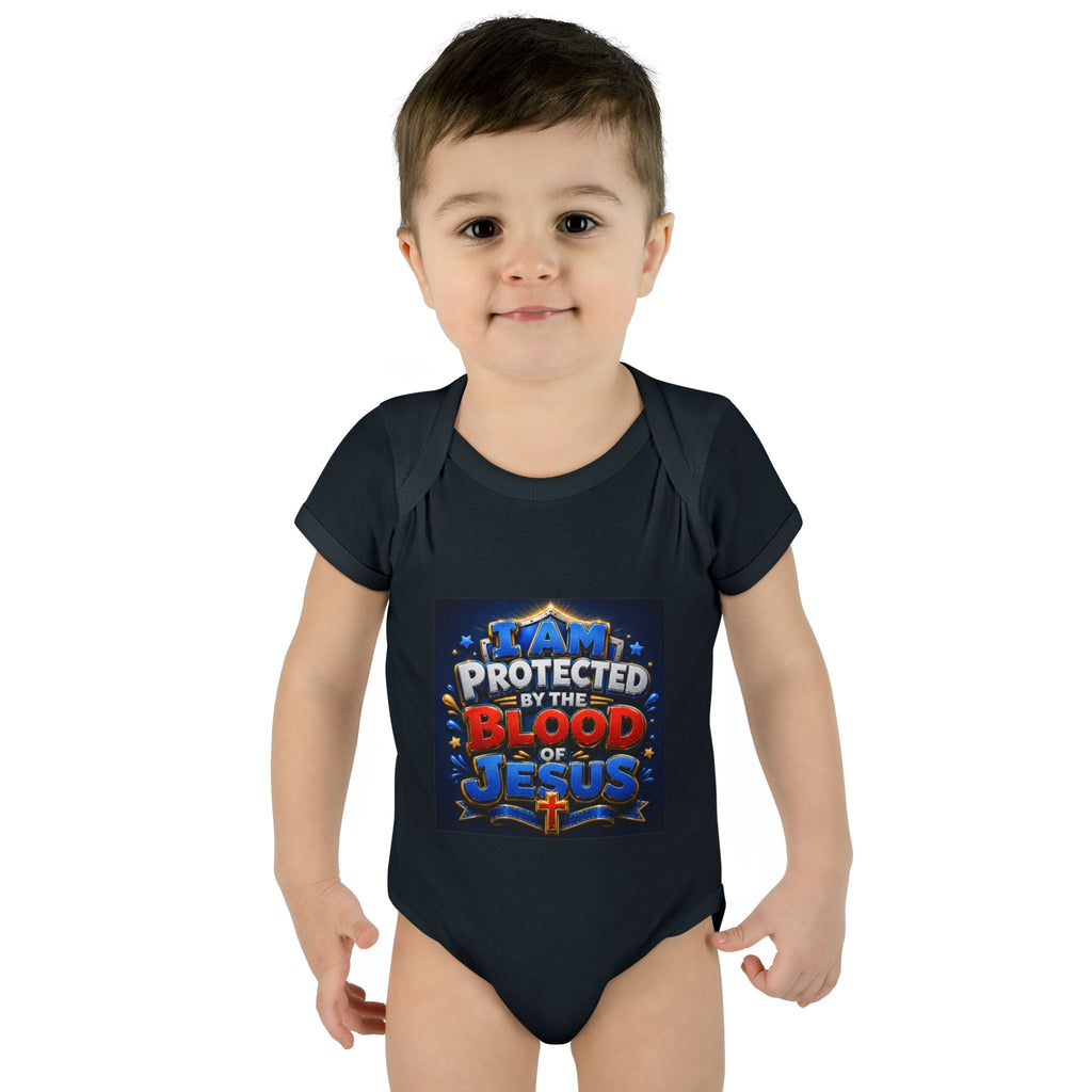 Infant Bodysuit - "I Am Protected by the Blood of Jesus" Christian Baby Onesie, Religious Newborn Gift
