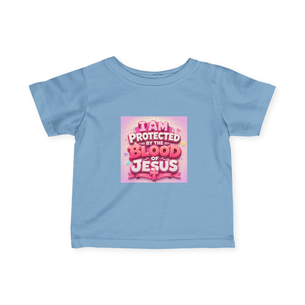 Infant Tee — "I Am Protected by the Blood of Jesus" Pink Christian Baby Shirt