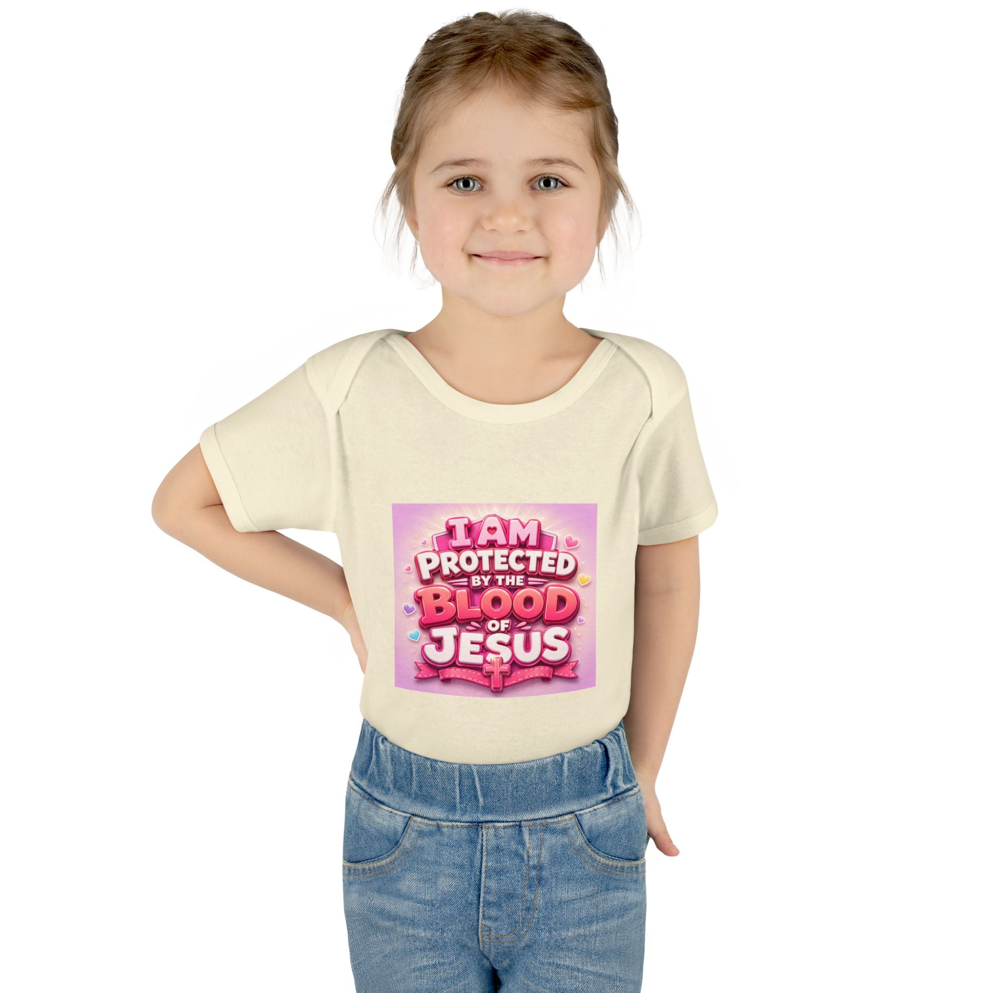 Infant Bodysuit — "I Am Protected by the Blood of Jesus" Pink Faith Baby Onesie