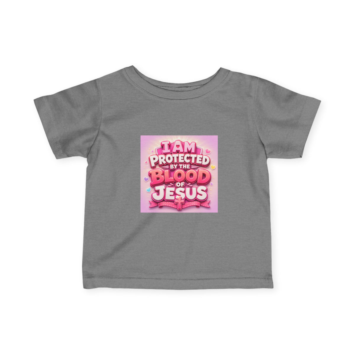 Infant Tee — "I Am Protected by the Blood of Jesus" Pink Christian Baby Shirt