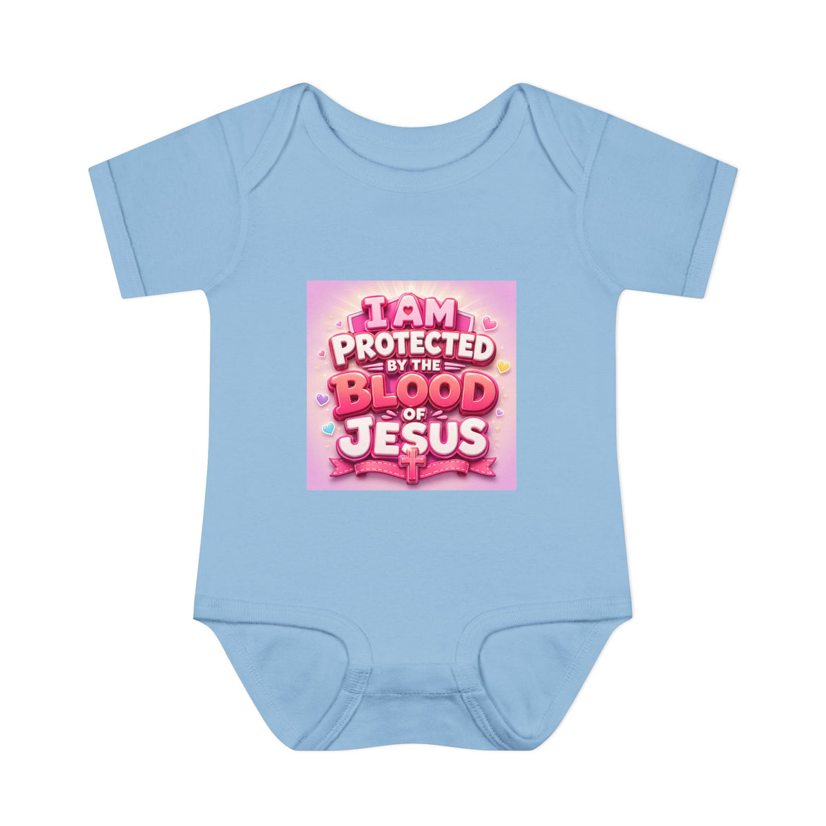 Infant Bodysuit — "I Am Protected by the Blood of Jesus" Pink Faith Baby Onesie