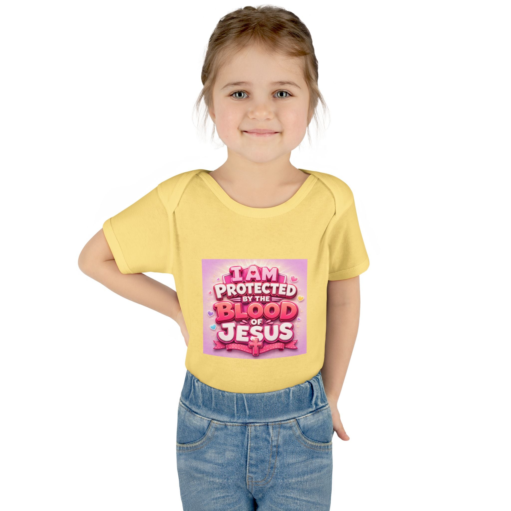Infant Bodysuit — "I Am Protected by the Blood of Jesus" Pink Faith Baby Onesie