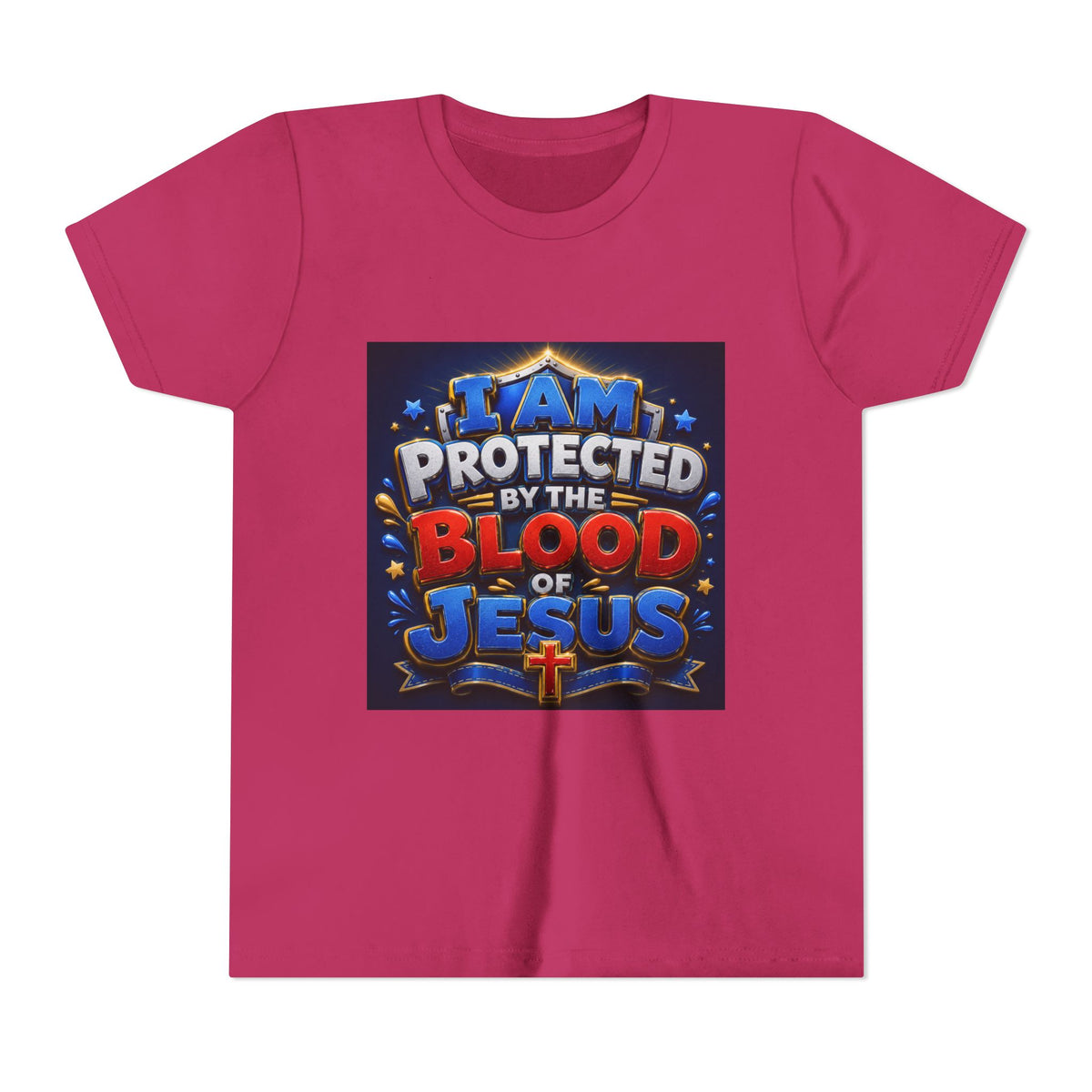 Youth Tee - "I Am Protected by the Blood of Jesus" Christian Kids T-Shirt
