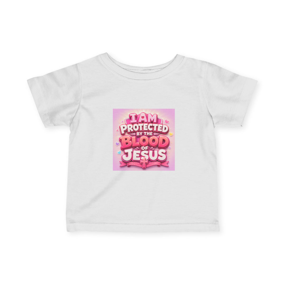 Infant Tee — "I Am Protected by the Blood of Jesus" Pink Christian Baby Shirt