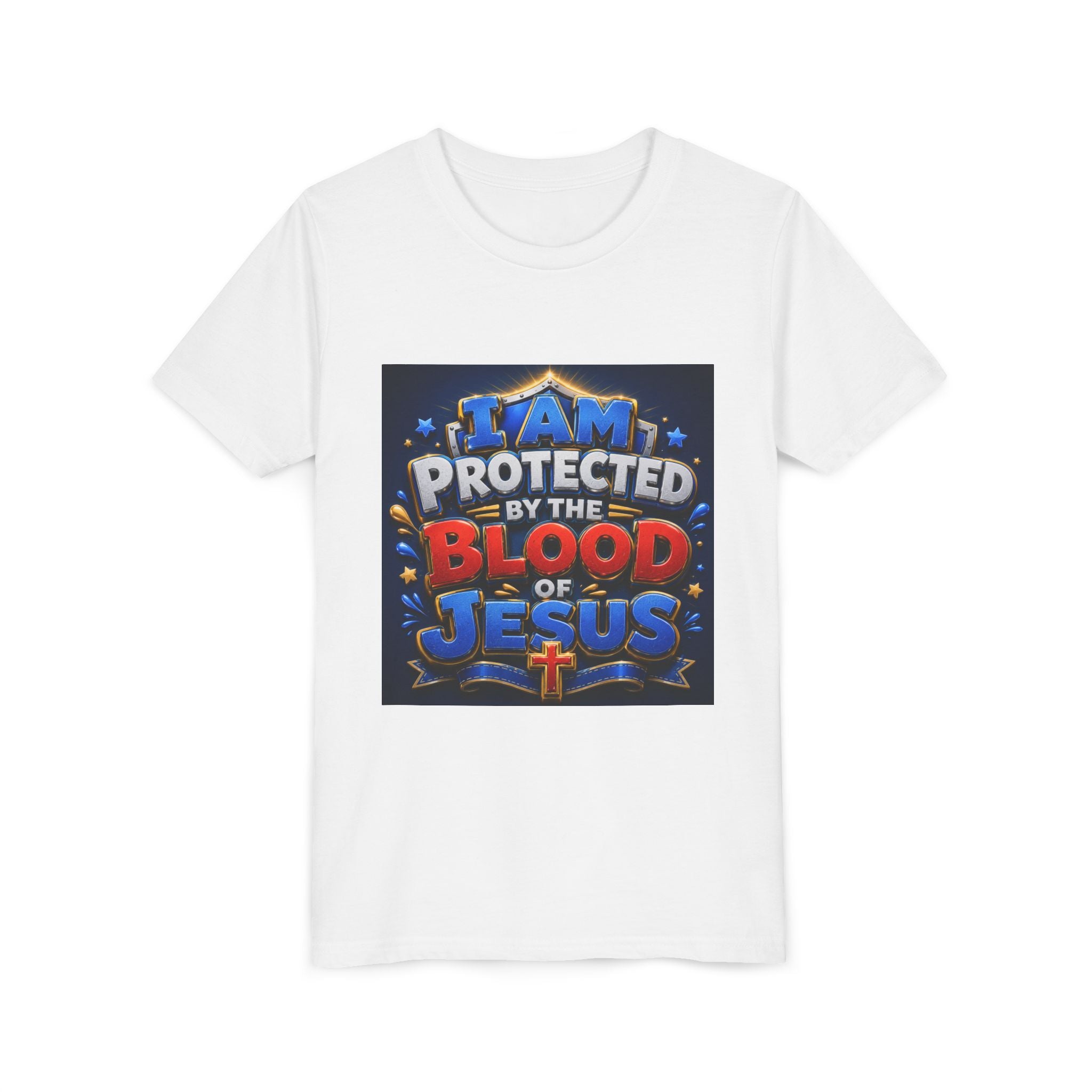 Youth Tee - "I Am Protected by the Blood of Jesus" Christian Kids T-Shirt