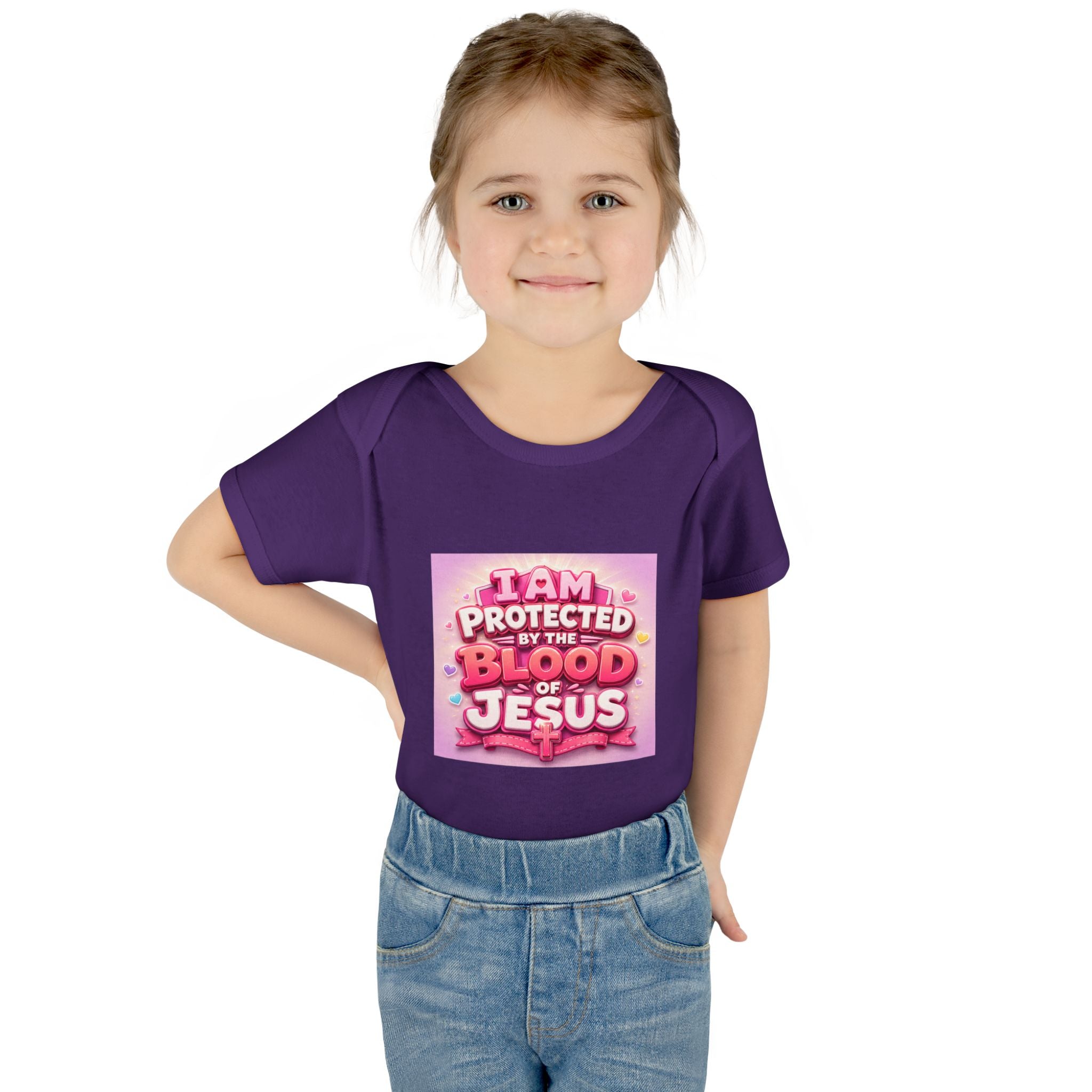 Infant Bodysuit — "I Am Protected by the Blood of Jesus" Pink Faith Baby Onesie