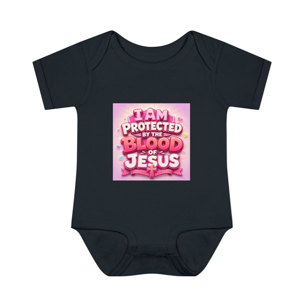 Infant Bodysuit — "I Am Protected by the Blood of Jesus" Pink Faith Baby Onesie
